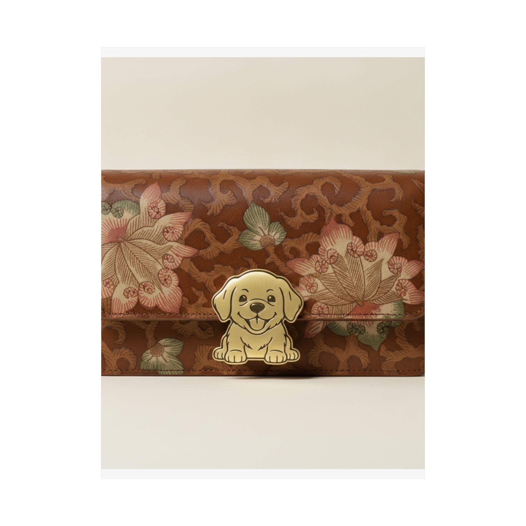 Product Marketing — Leather Purse With A Buckle In The Shape Of A Puppy — Matte Poster