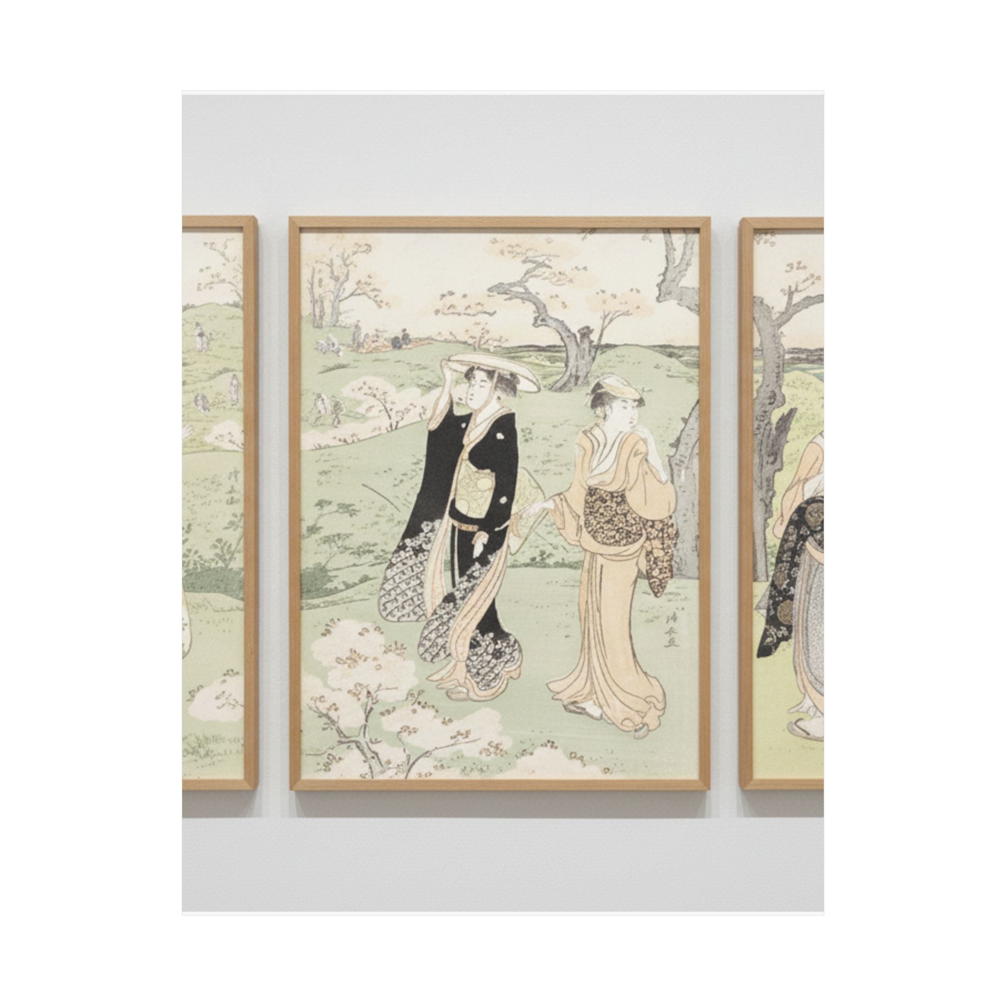 Watercolor — Young Ladies Viewing Cherry–Blossoms At Asukayama — Matte Poster