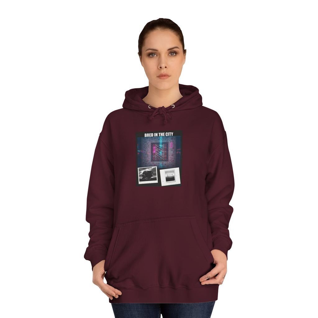 BRED IN THE CITY Purple Neon Collage Hoodie