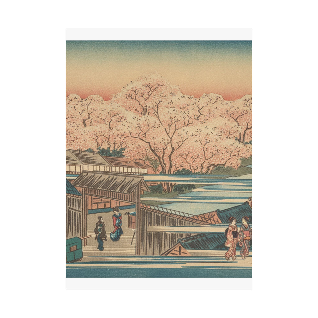 Scenic Nature — Morning Cherries At Yoshiwara — Matte Poster