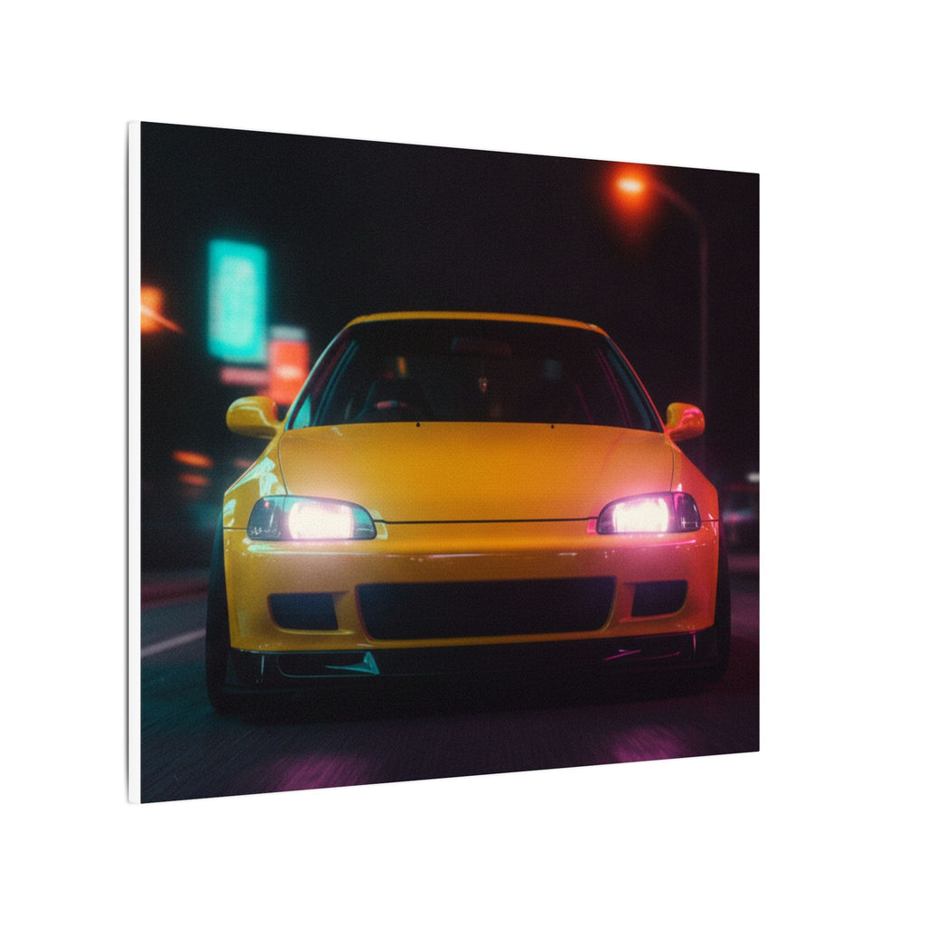 Neon Night JDM Yellow Coupe Street Matte Canvas