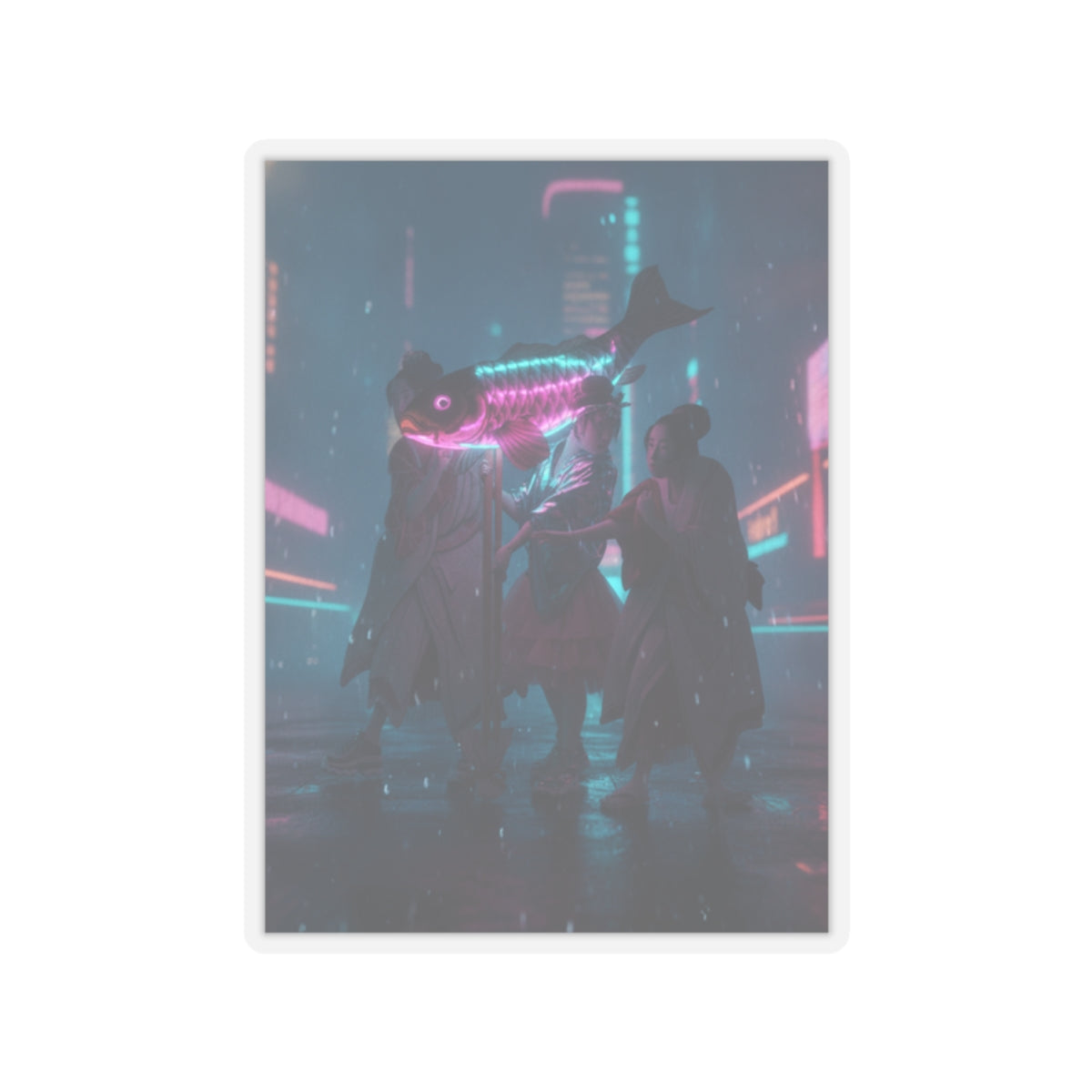 Neon Noir — Lantern Float — Kiss-Cut Sticker