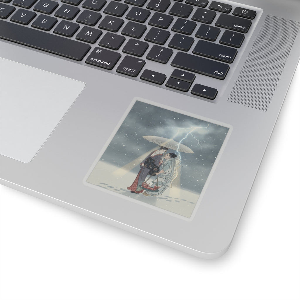 Dramatic Storm — Ebisu And Benten Walking In The Snow — Kiss-Cut Sticker