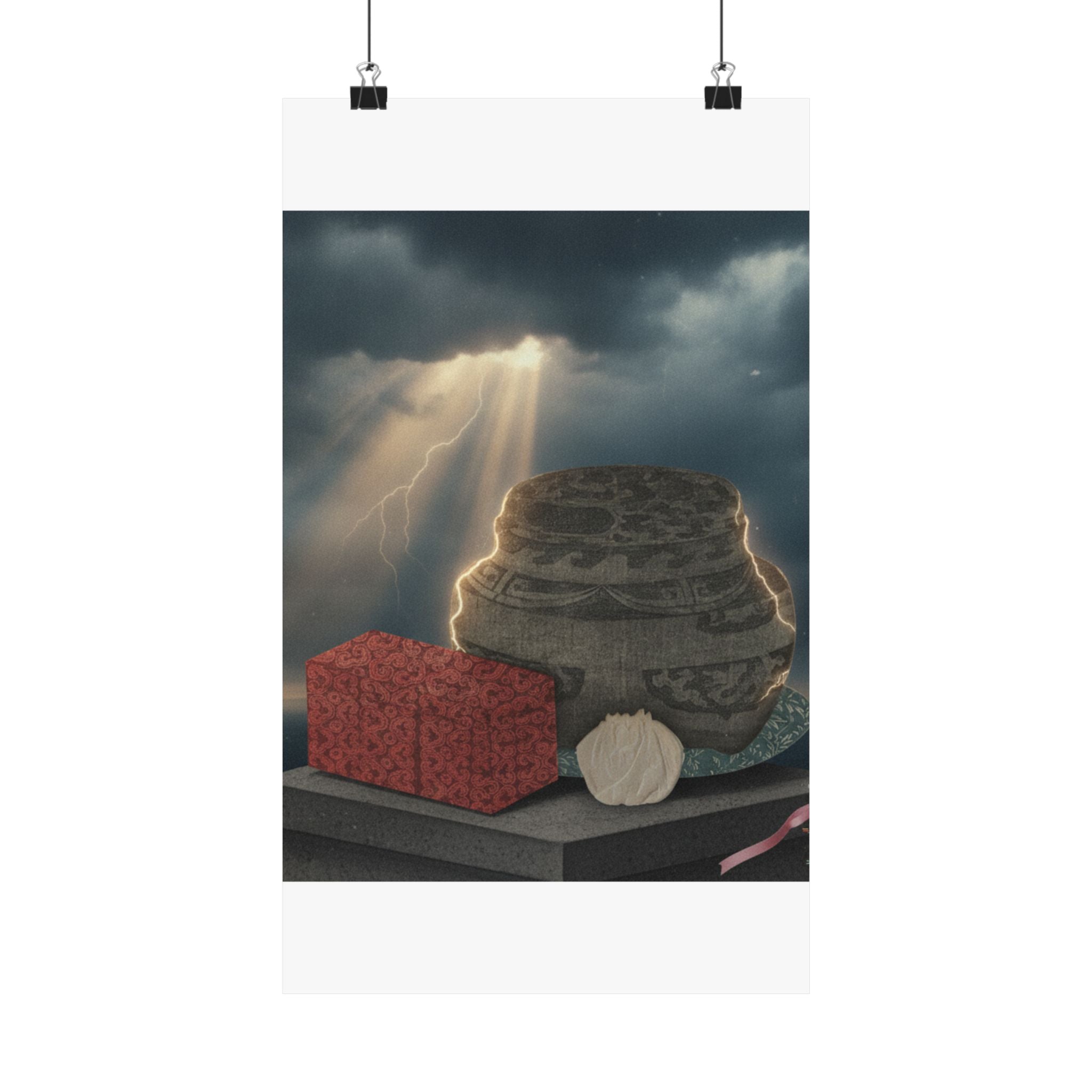 Dramatic Storm — Fire-Holder And Tea-Box — Matte Poster