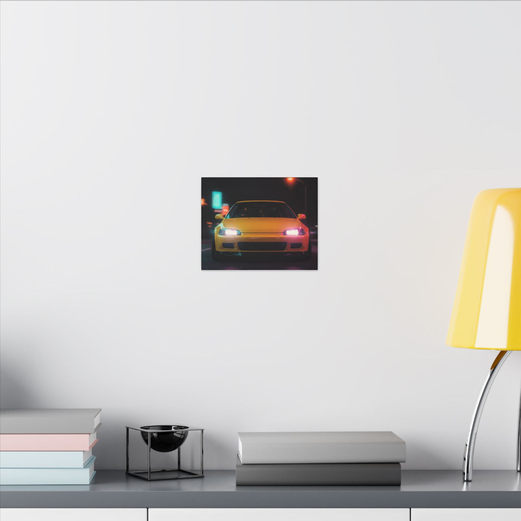 Neon Night JDM Yellow Coupe Street Matte Canvas