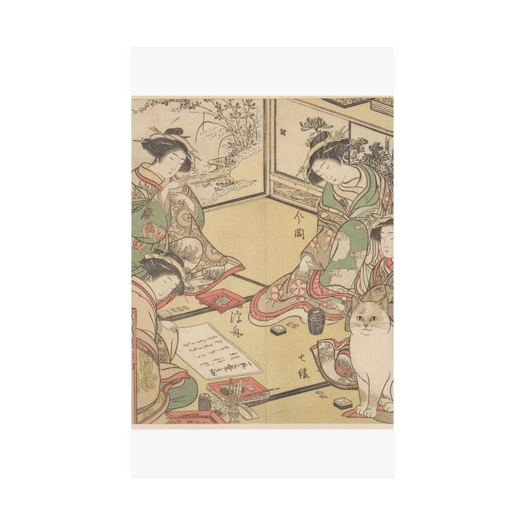 Botanical — Four Oiran Of The House Called Kadokana-Ya Playing The Game Of Ko-Awase (Incense — Matte Poster