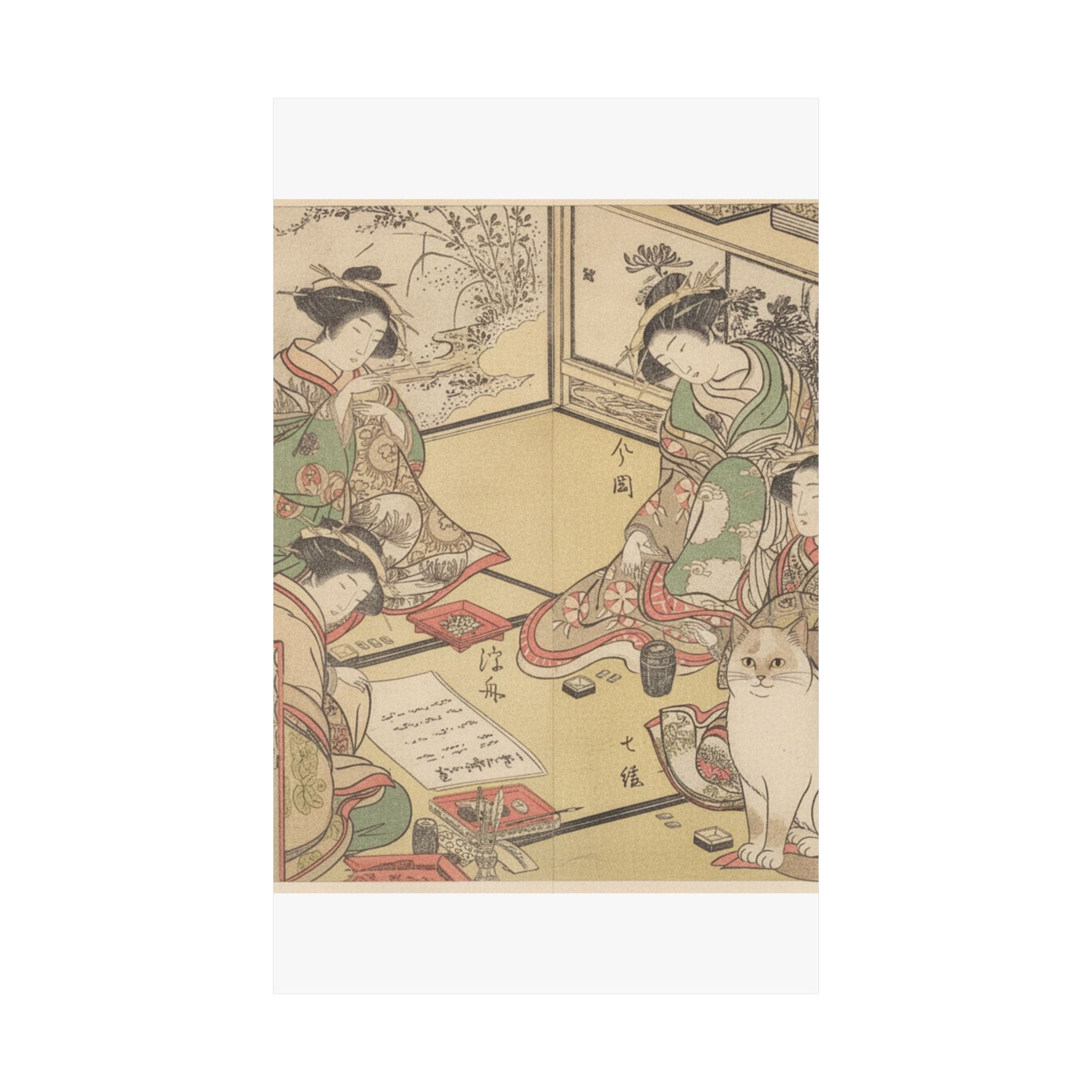 Botanical — Four Oiran Of The House Called Kadokana-Ya Playing The Game Of Ko-Awase (Incense — Matte Poster