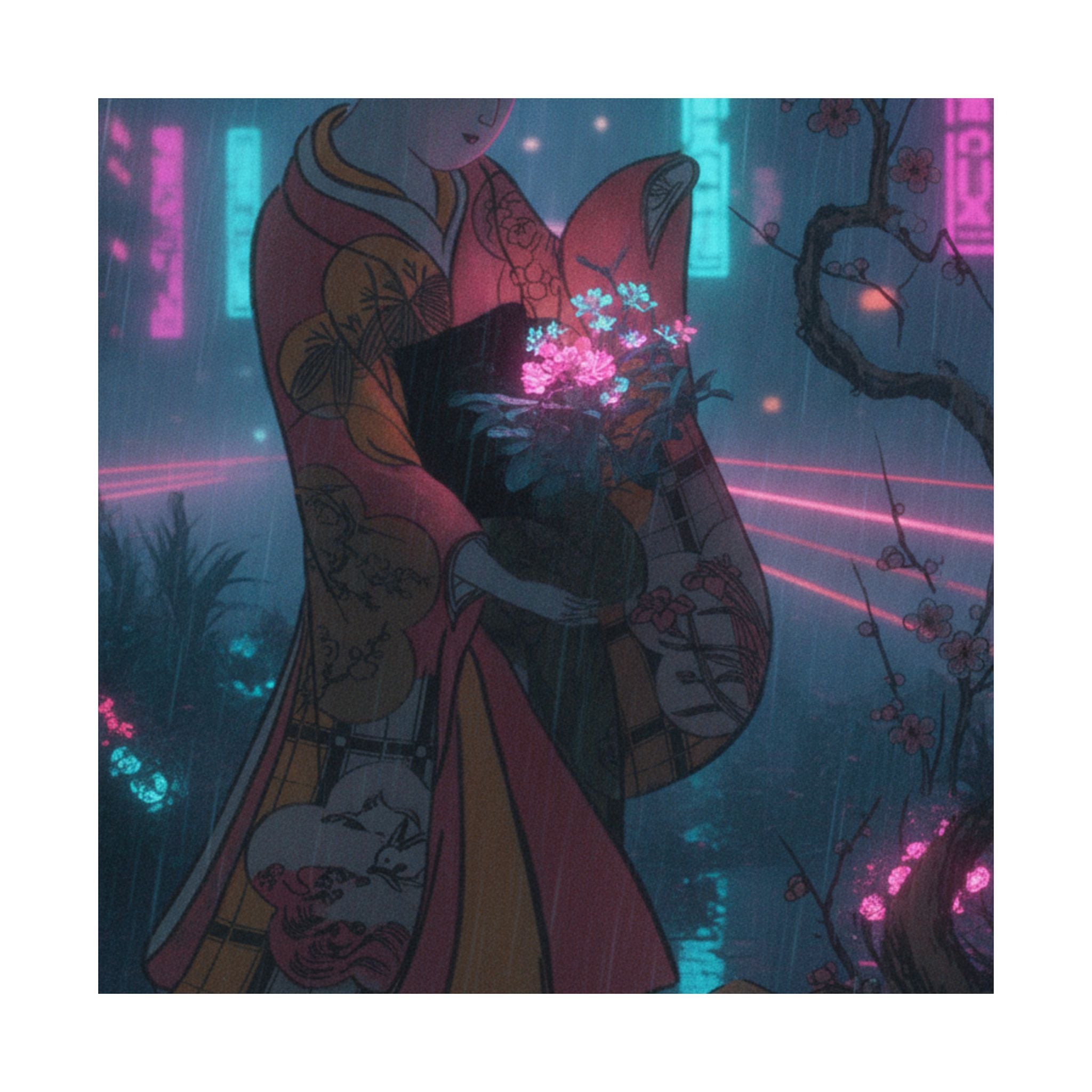 Neon Noir — A Young Lady In A Garden — Matte Poster