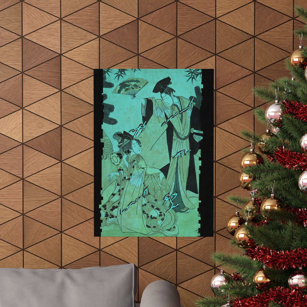 Glitch Culture — Young Lady With Drum And Man With Fan Saluting Her — Matte Poster