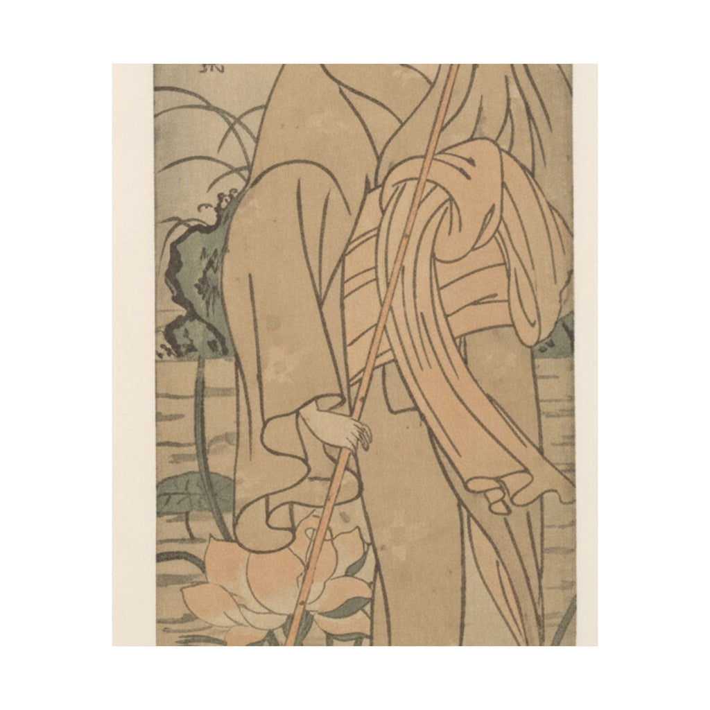 Ecommerce Main — Young Woman Poling Herself In A Boat Among Pond Lilies — Matte Poster
