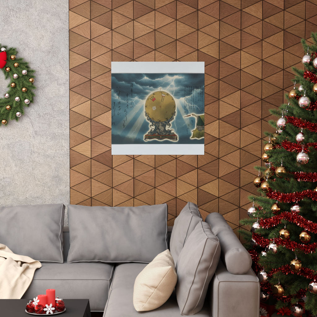 Dramatic Storm — Moveable Rotating Calendar Mounted On Elaborate Wave-Base With Rabbit Crest — Matte Poster