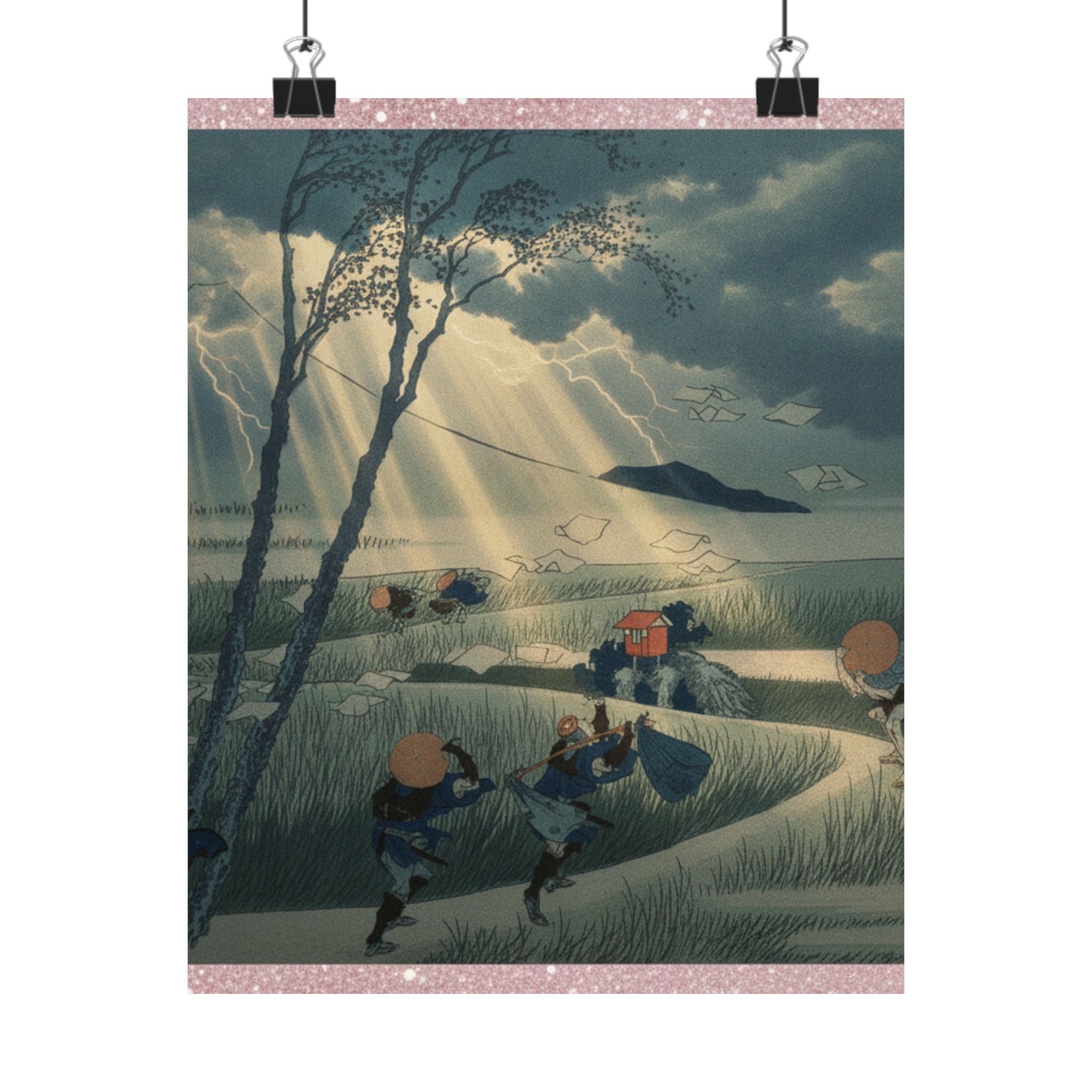 Dramatic Storm — Ejiri In Suruga Province (Sunshū Ejiri), From The Series Thirty-Six Views Of Mou — Matte Poster