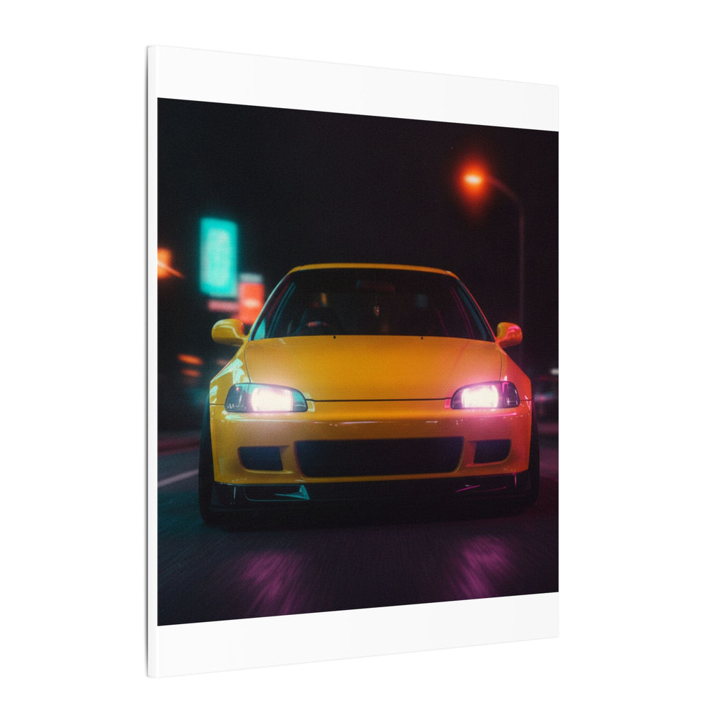 Neon Night JDM Yellow Coupe Street Matte Canvas