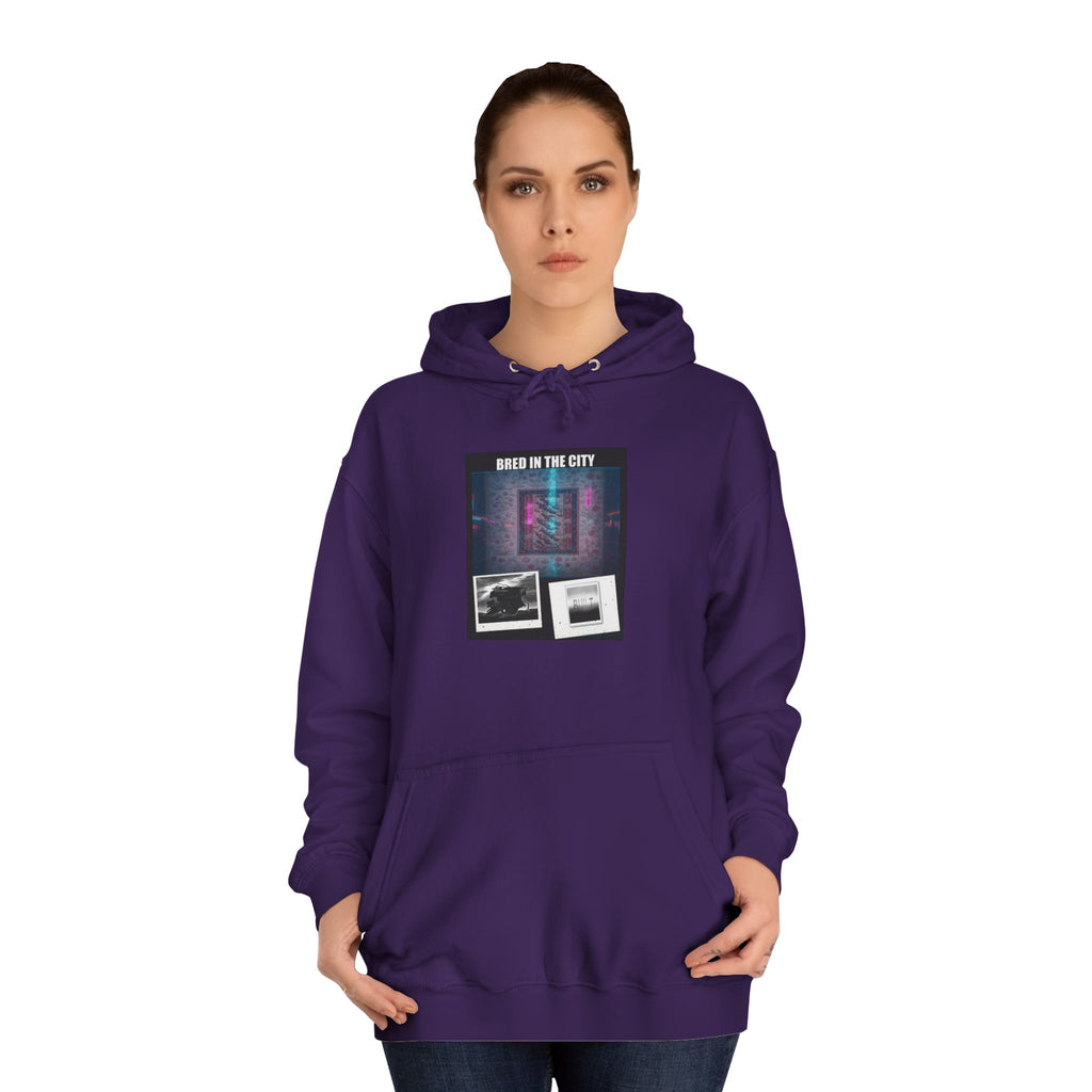 BRED IN THE CITY Purple Neon Collage Hoodie