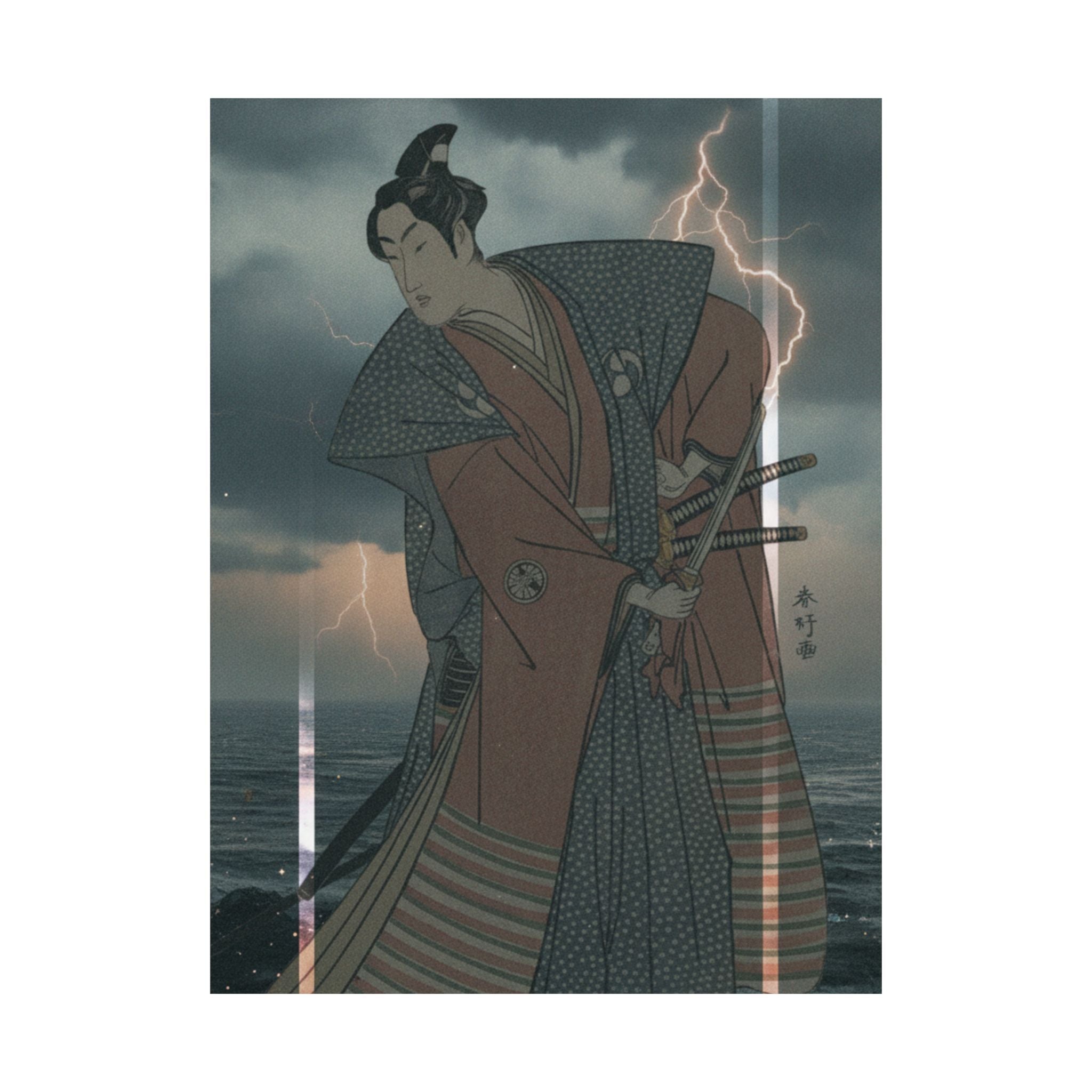 Dramatic Storm — The Third Segawa Kikunojo In The Role Of Oboshi Rikiya — Matte Poster