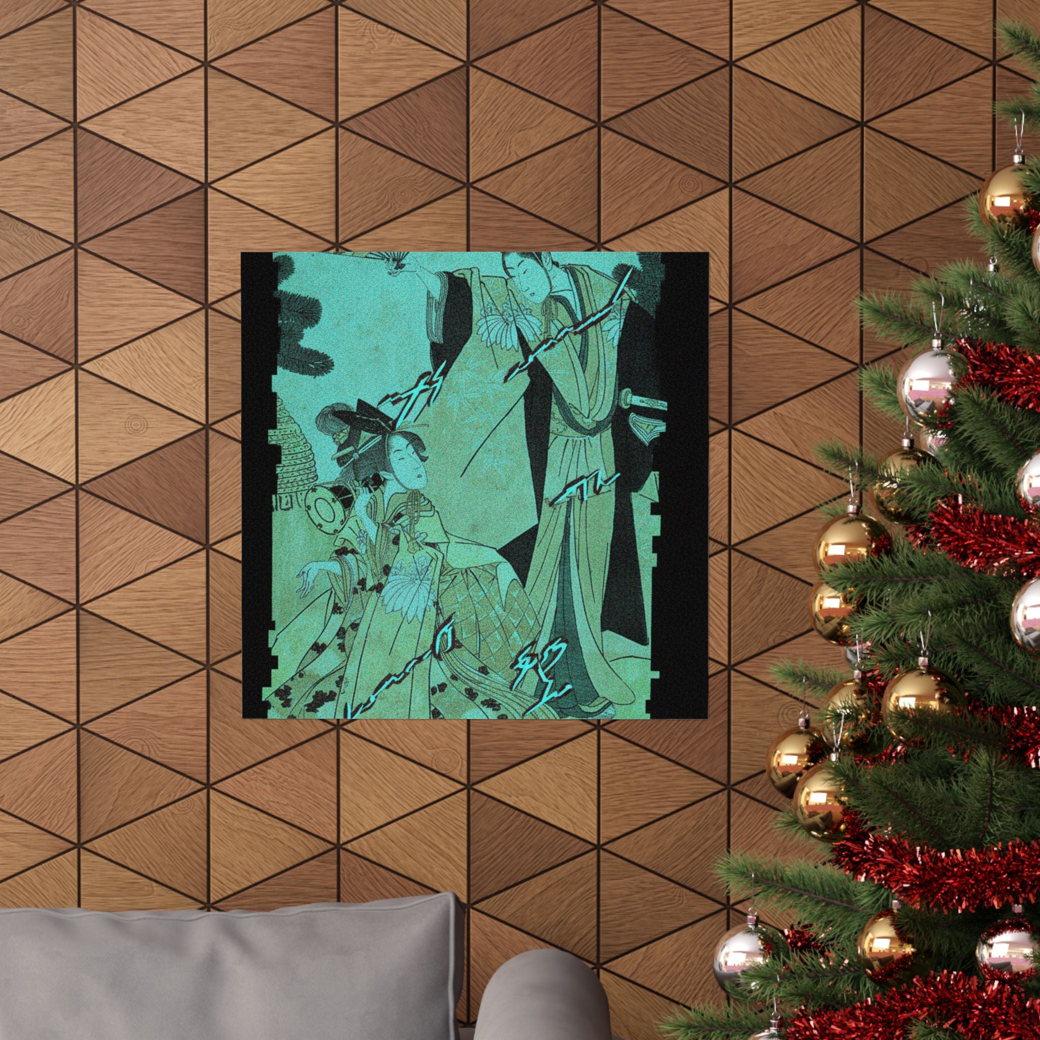 Glitch Culture — Young Lady With Drum And Man With Fan Saluting Her — Matte Poster