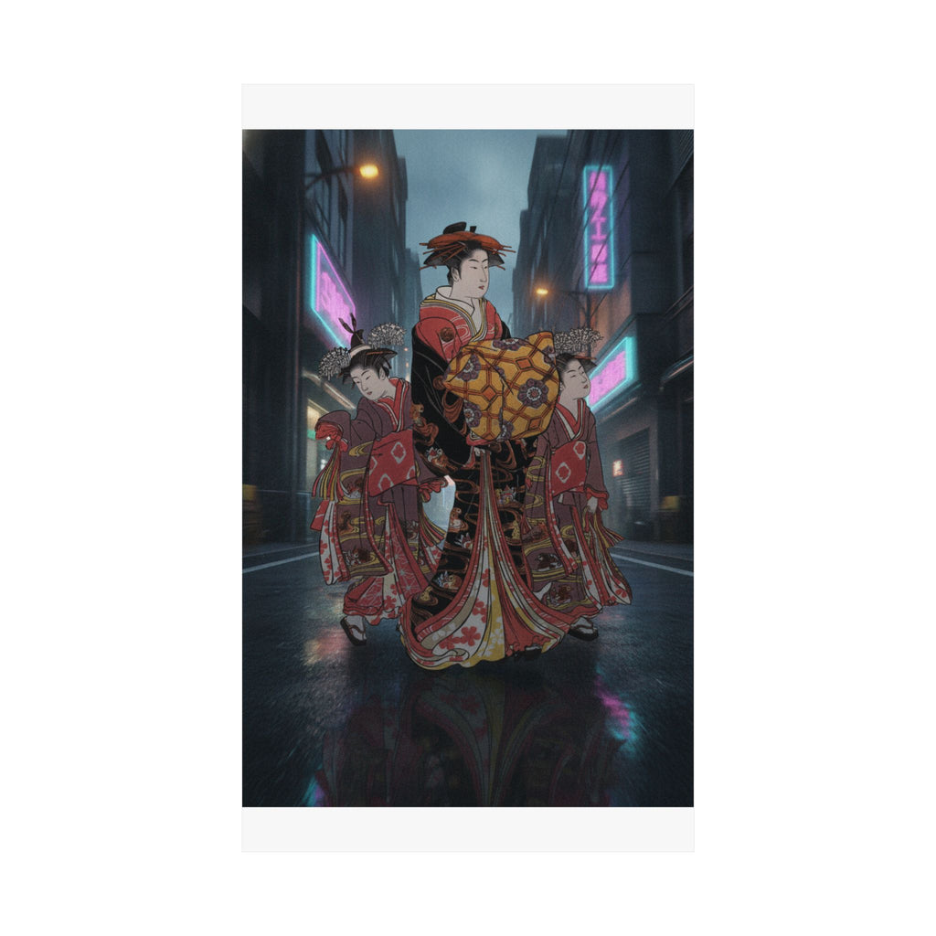 Fast Furious — An Oiran Accompanied By Two Kamuro — Matte Poster