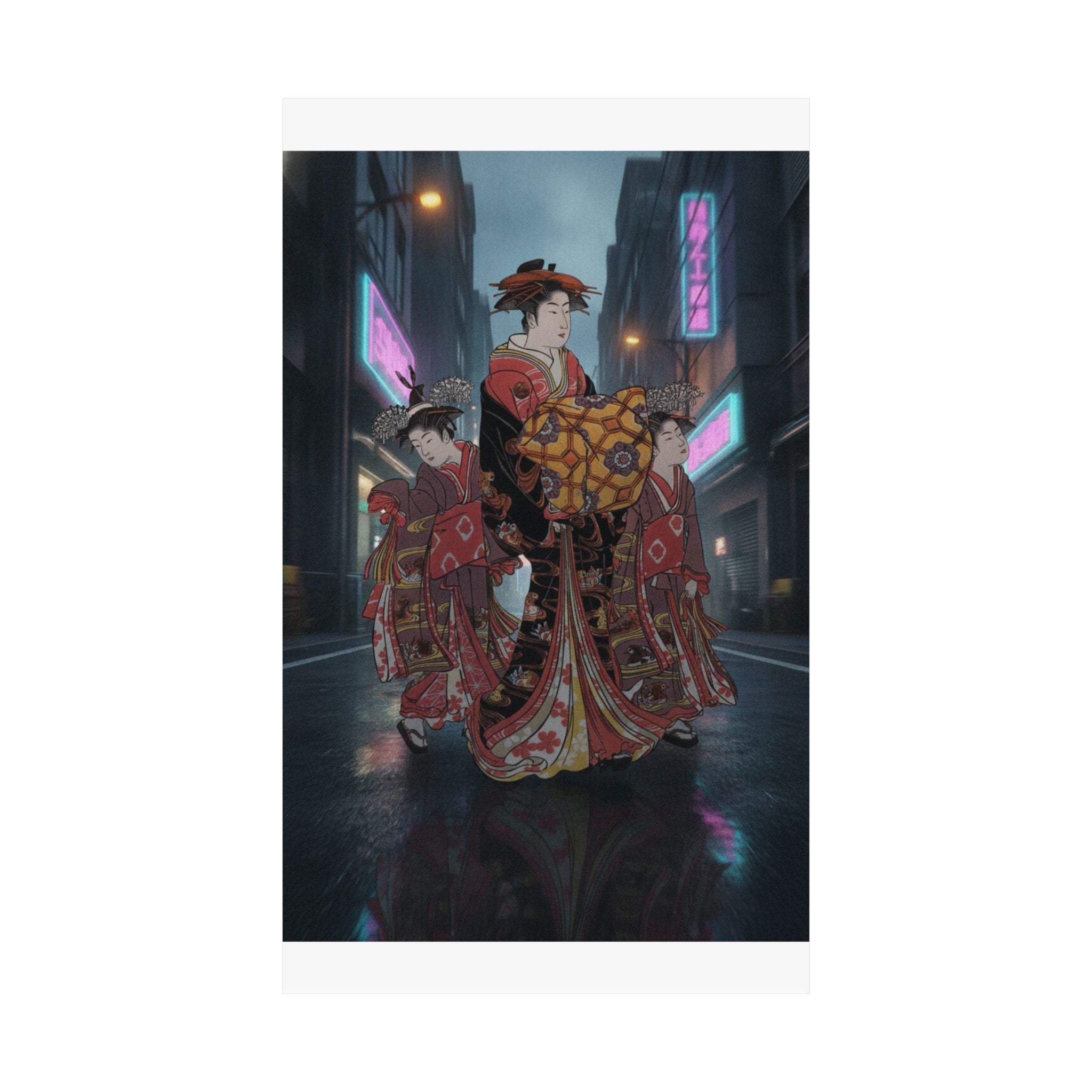 Fast Furious — An Oiran Accompanied By Two Kamuro — Matte Poster