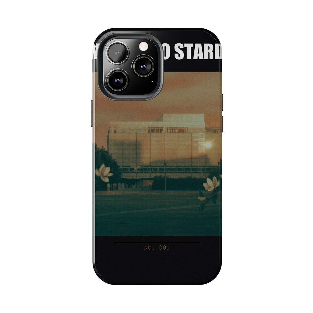 Dusk Brutalist Building and Daisies Photo Phone Case