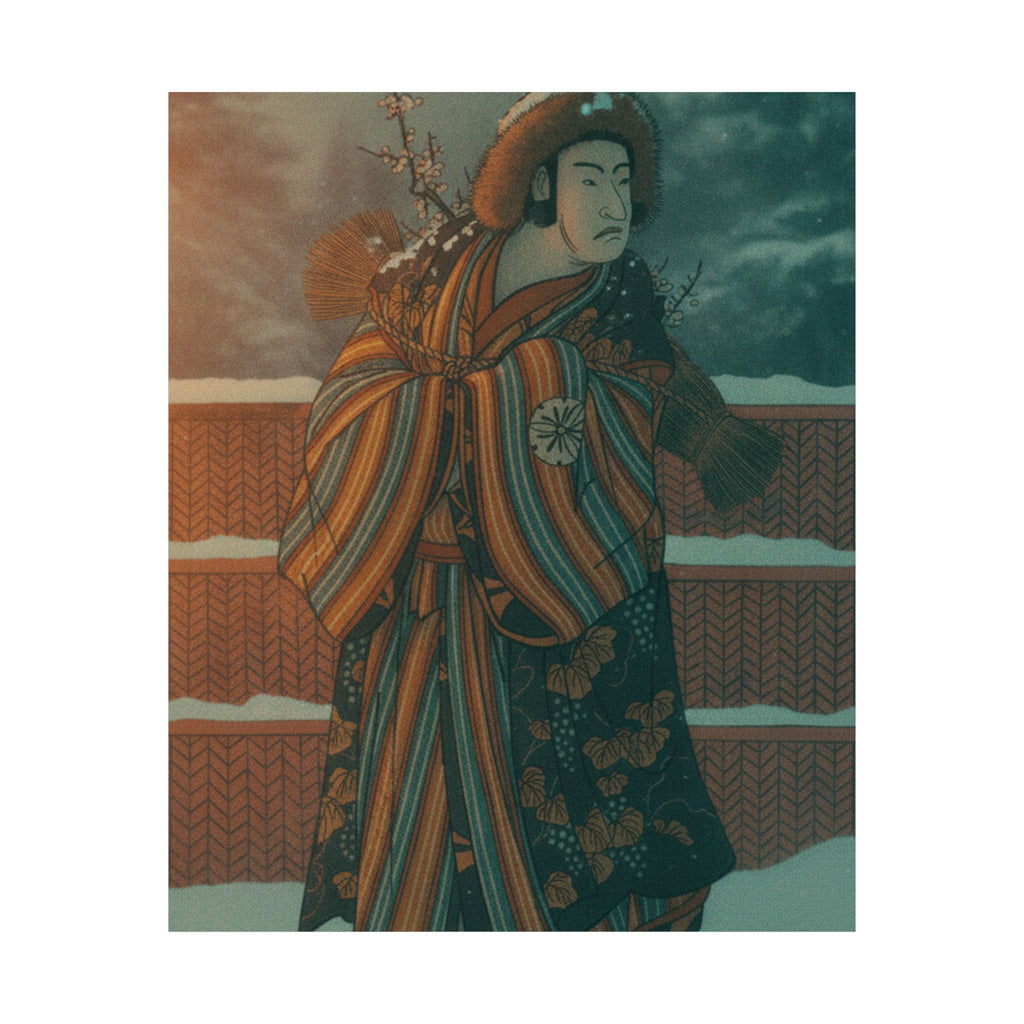 Cinematic — Matsumoto Sumezō As A Man In Winter Attire Standing In The Snow — Matte Poster