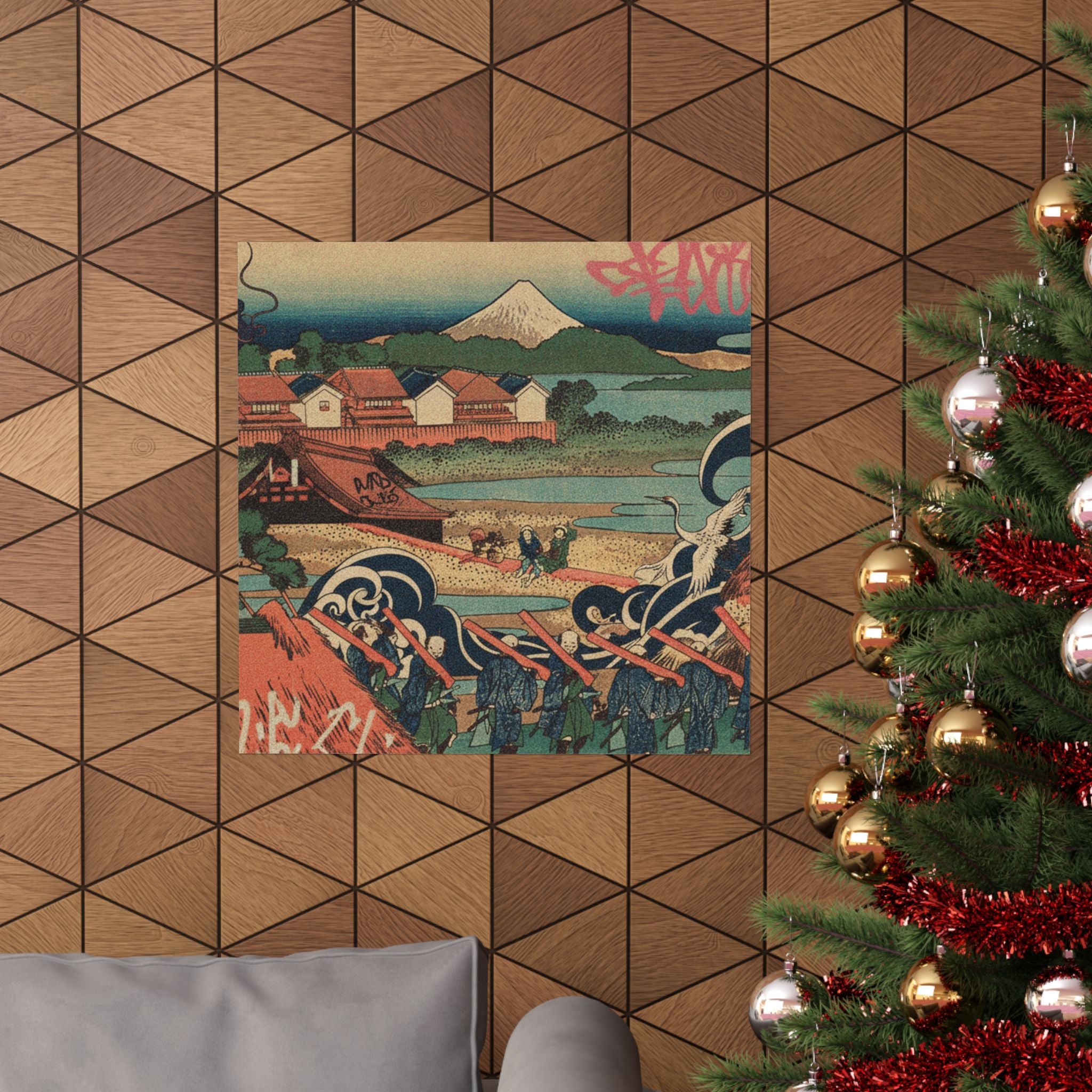 Japanese Street — Fuji Seen In The Distance From Senju Pleasure Quarter (Senju Kagai Yori Chōbō No — Matte Poster