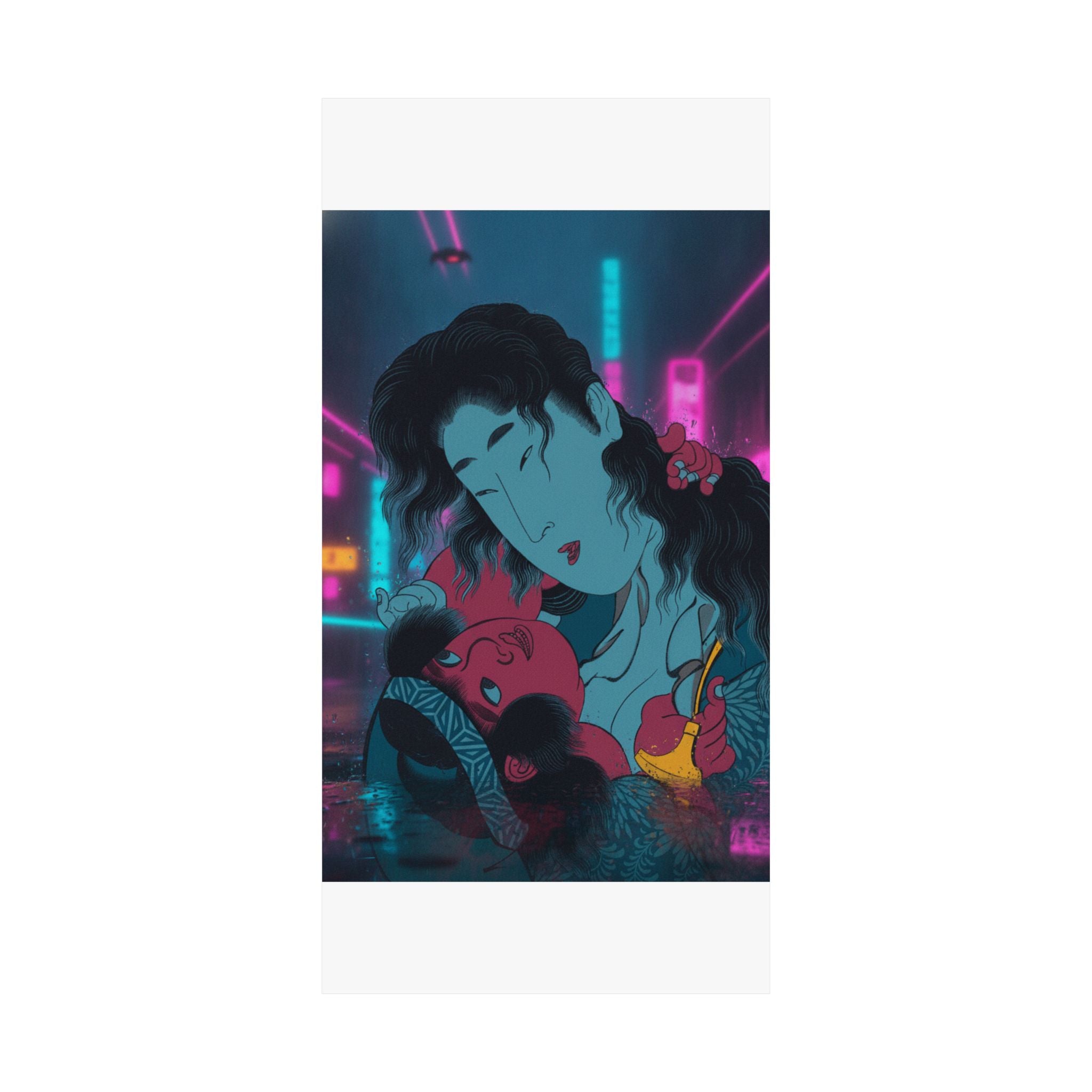 Neon Noir — Yamauba Playing With Kintarō — Matte Poster