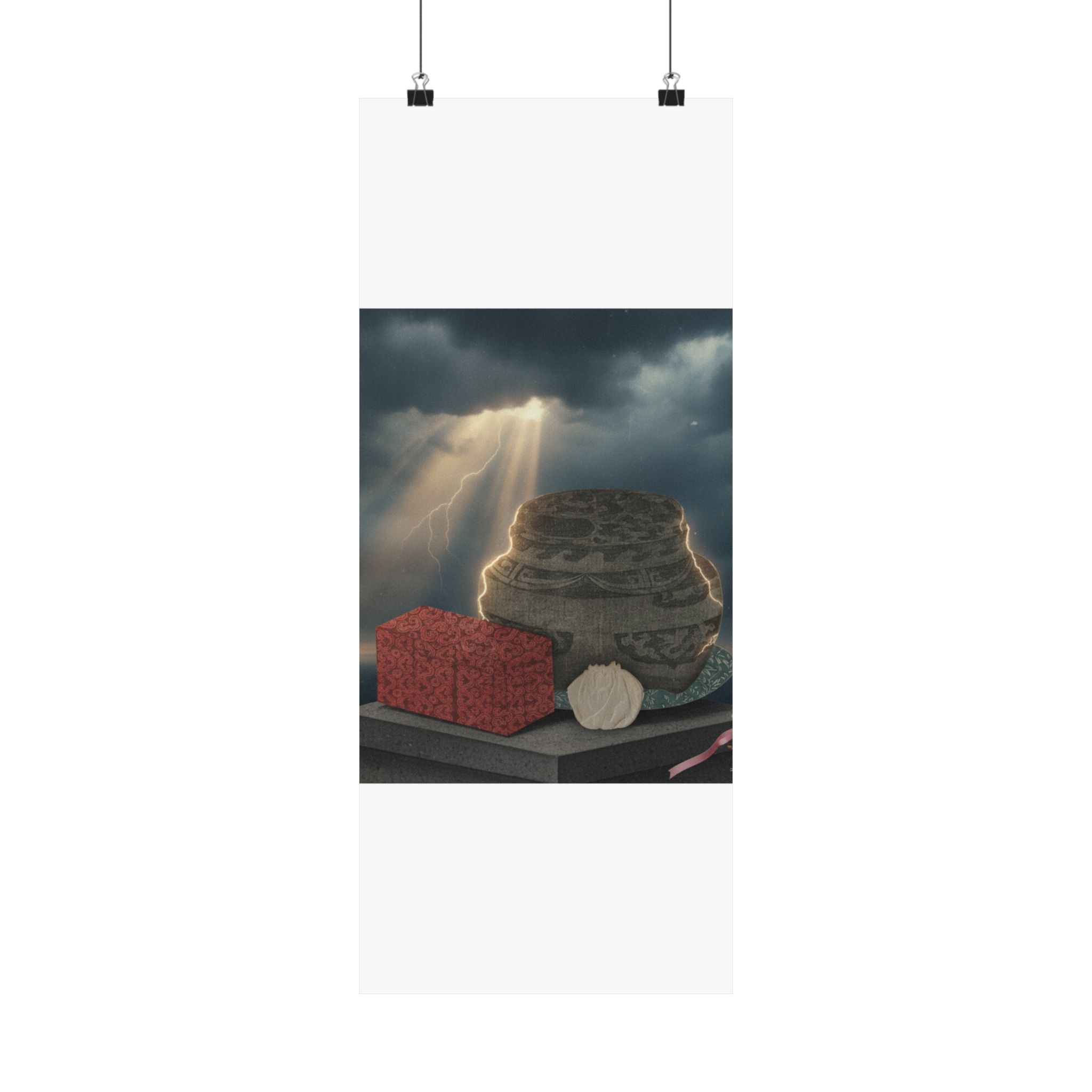 Dramatic Storm — Fire-Holder And Tea-Box — Matte Poster