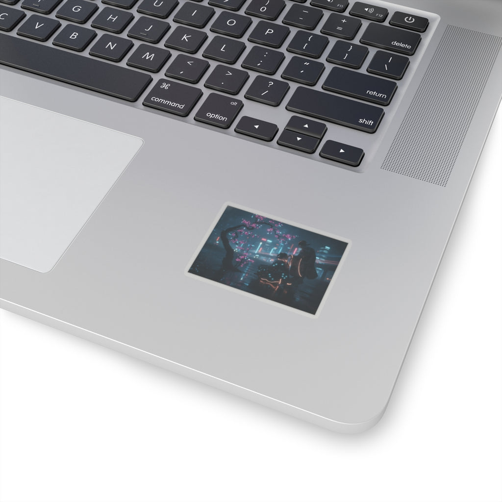 Neon Noir — Two Girls Under Plum Tree — Kiss-Cut Sticker