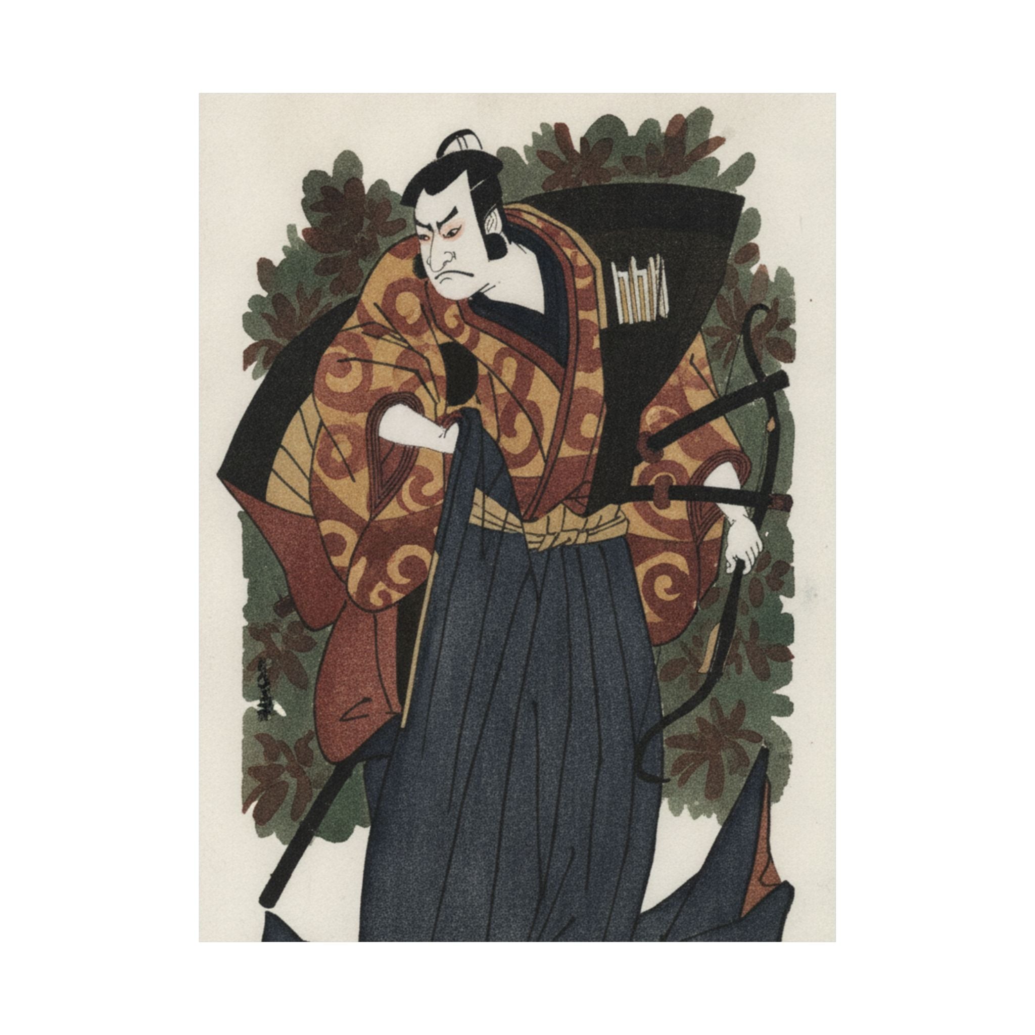 Watercolor — The First Nakamura Nakazo As A Man Of High Rank Attired In Naga-Bakama — Matte Poster