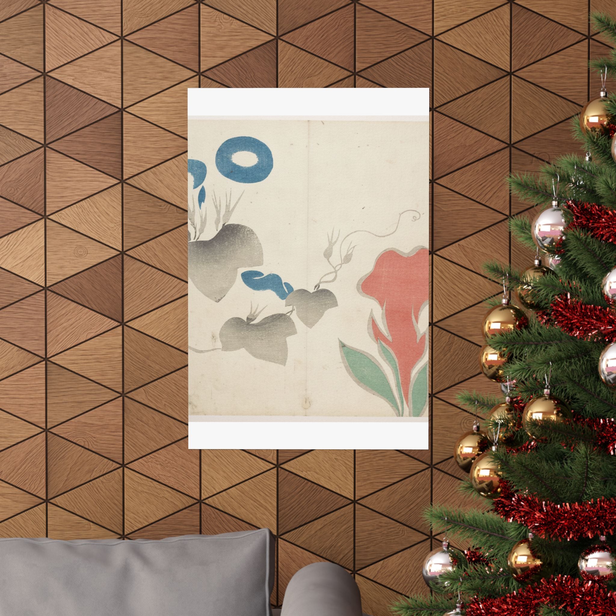 Watercolor — Design Of Morning–Glory And Other Flowers — Matte Poster