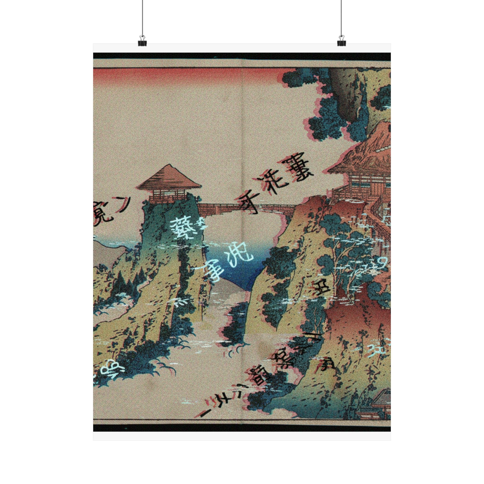Glitch Culture — The Hanging-Cloud Bridge At Mount Gyōdō Near Ashikaga (Ashikaga Gyōdōzan Kumo No — Matte Poster
