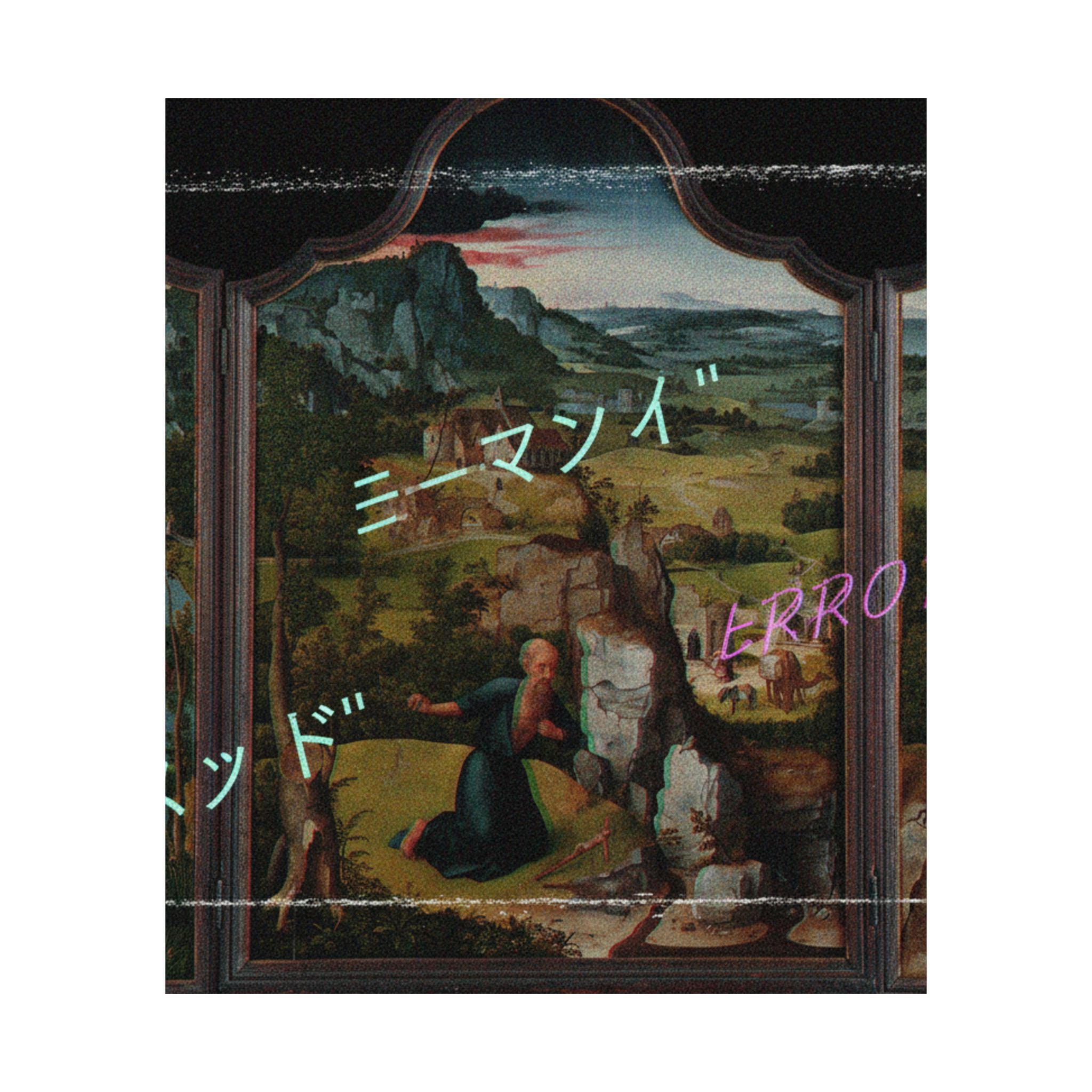 Glitched Renaissance Triptych Vaporwave ERROR Matte Poster