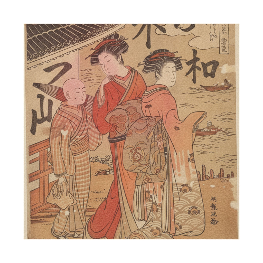 Japanese Street — Returning Boats At Komagata — Matte Poster