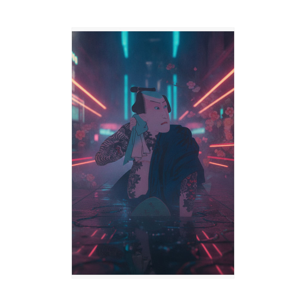 Neon Noir — The Actor Kawarazaki Gonjūrō I As Ude No Kisaburō, Likened To Wu Song The Asceti — Matte Poster