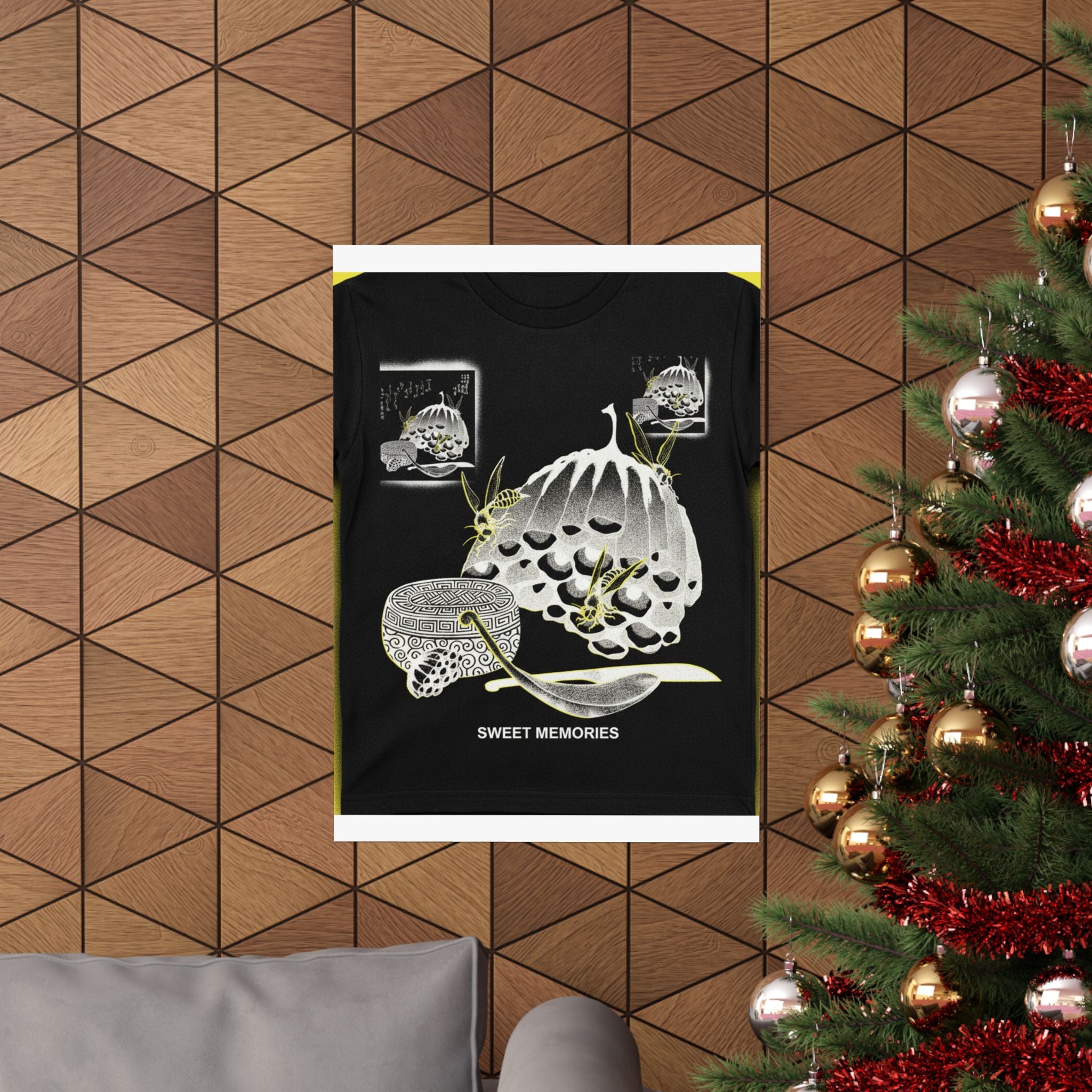 Streetwear Collage — Hives With Wasps, And A Box With A Spoon For Honey — Matte Poster