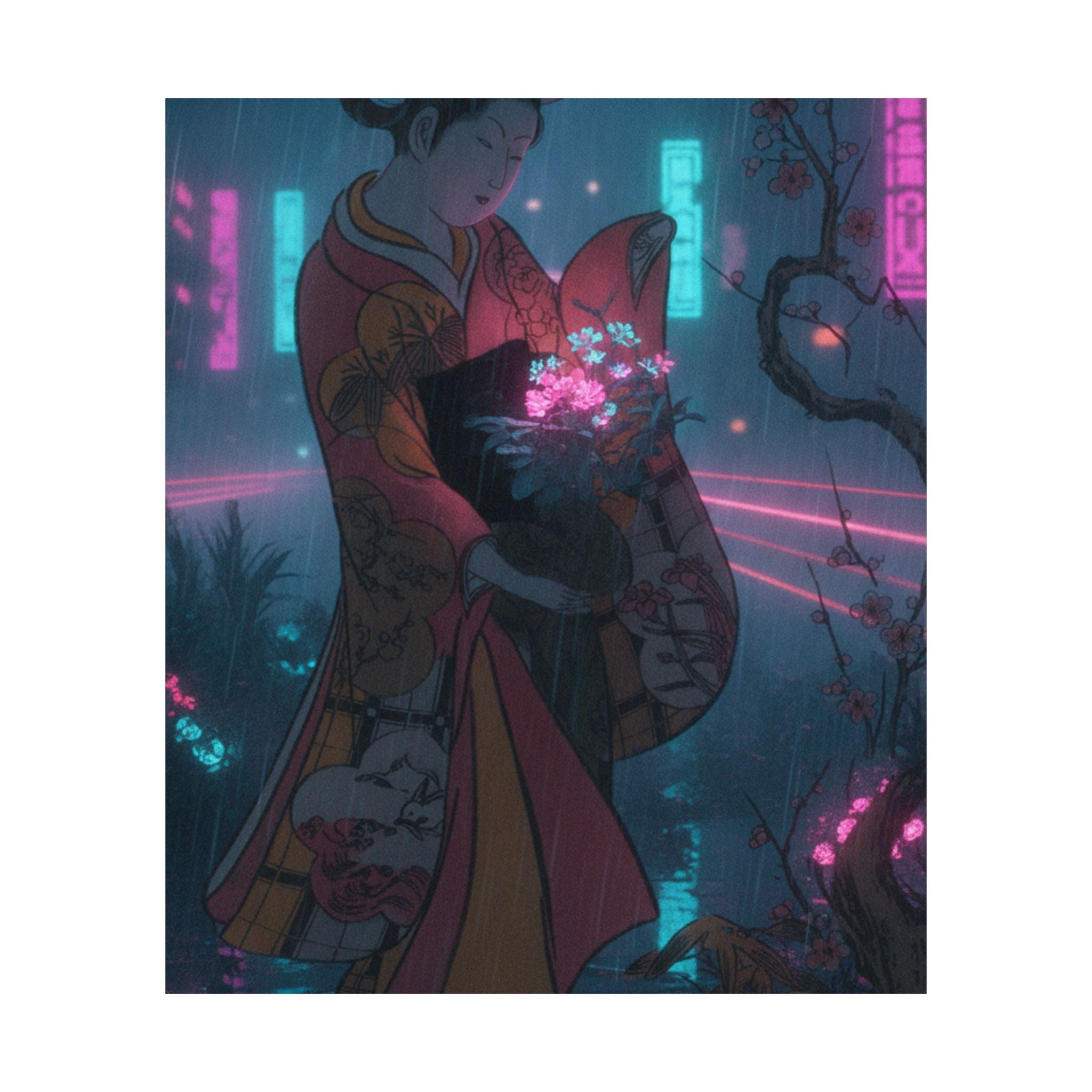 Neon Noir — A Young Lady In A Garden — Matte Poster