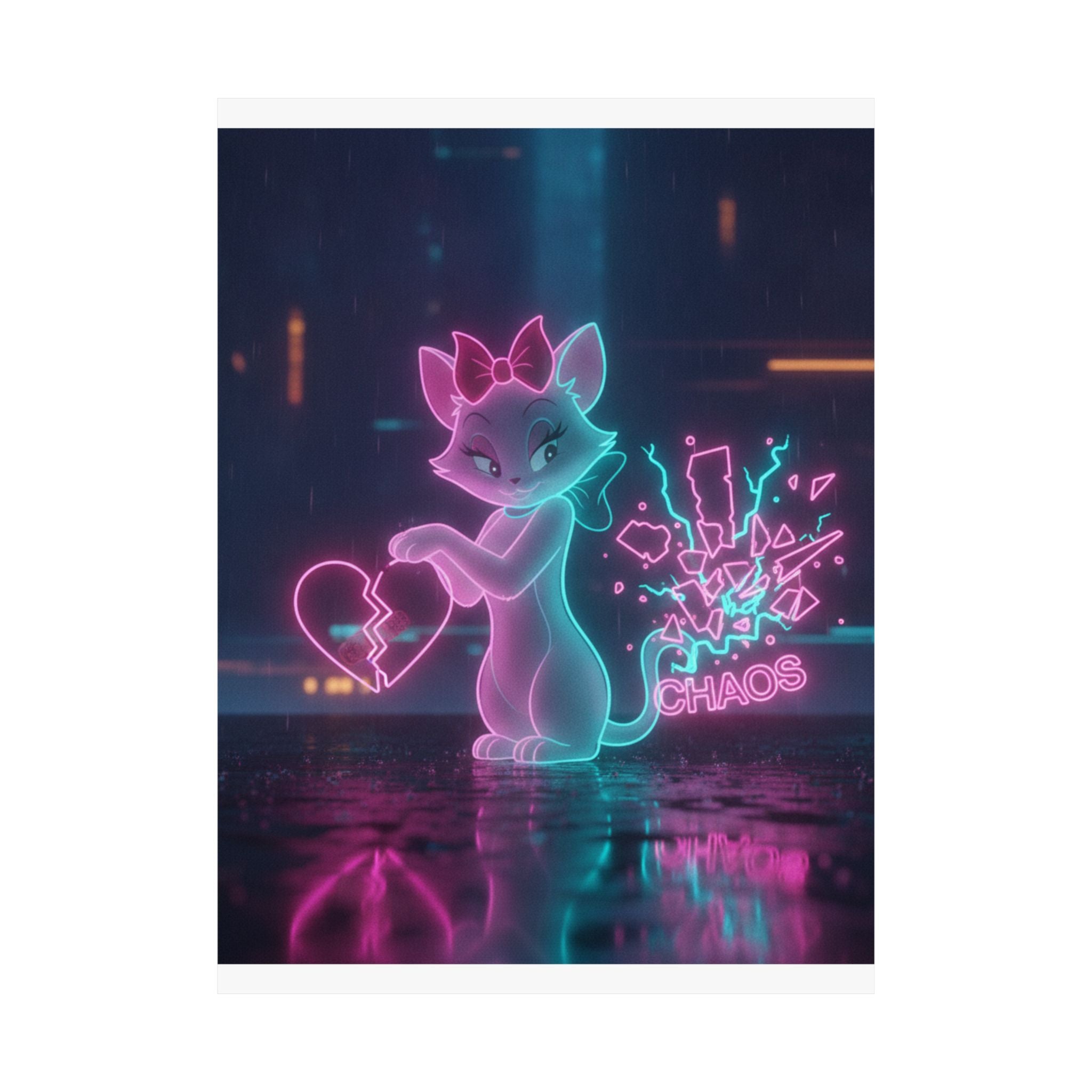 Neon Noir — Cat — Matte Poster