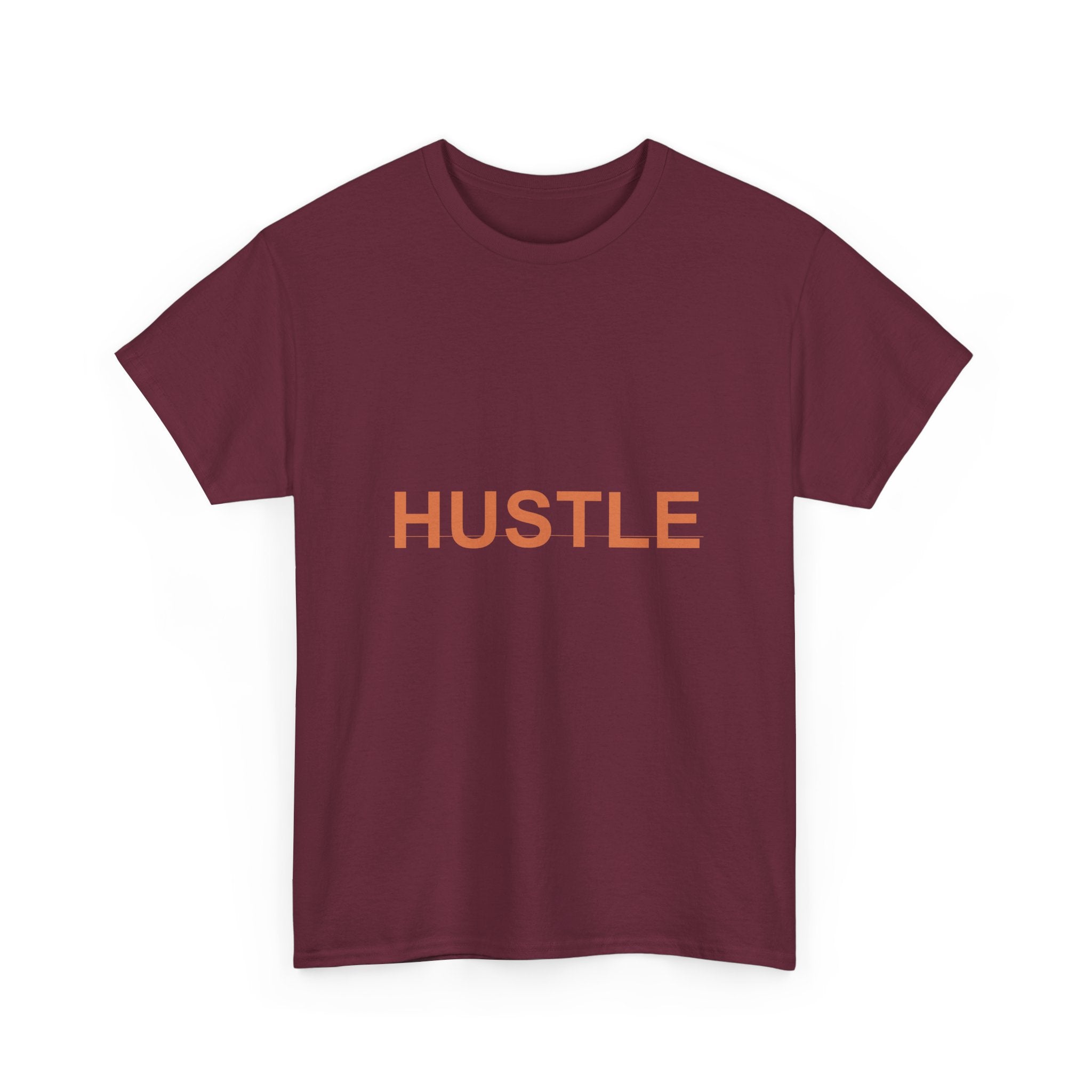 HUSTLE Bold Burnt-Orange Minimal Typography Tee