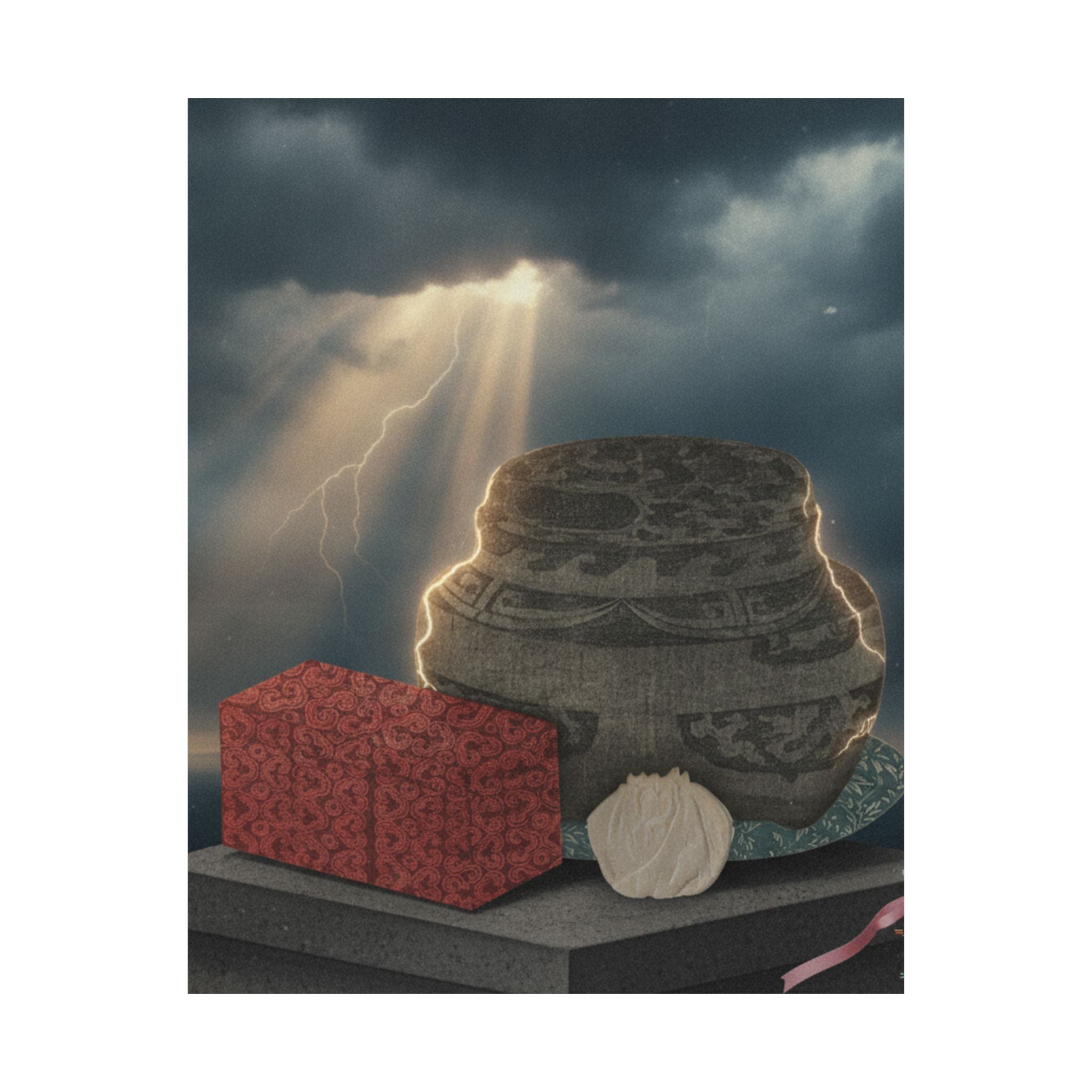 Dramatic Storm — Fire-Holder And Tea-Box — Matte Poster