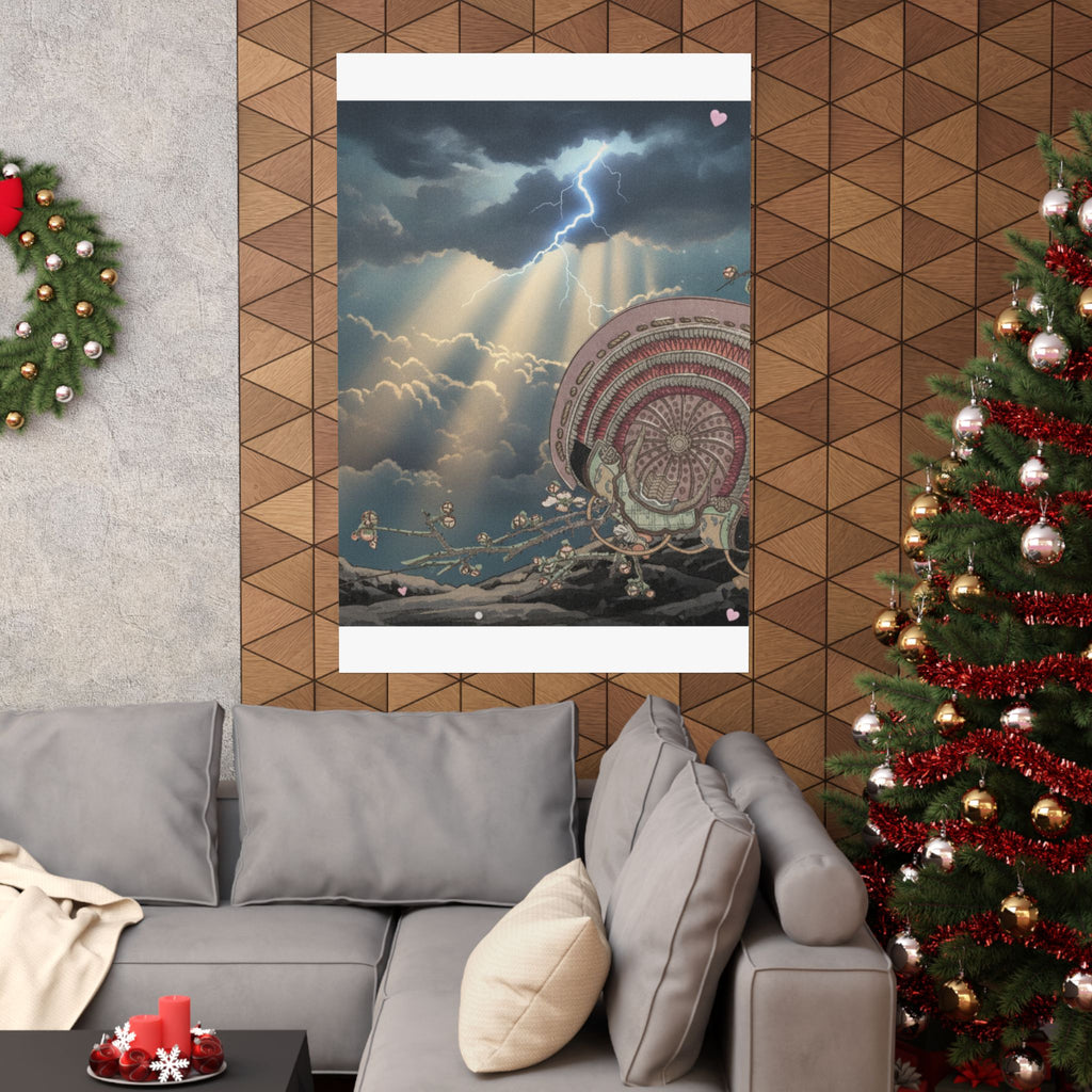 Dramatic Storm — Helmet And Plum Blossoms — Matte Poster