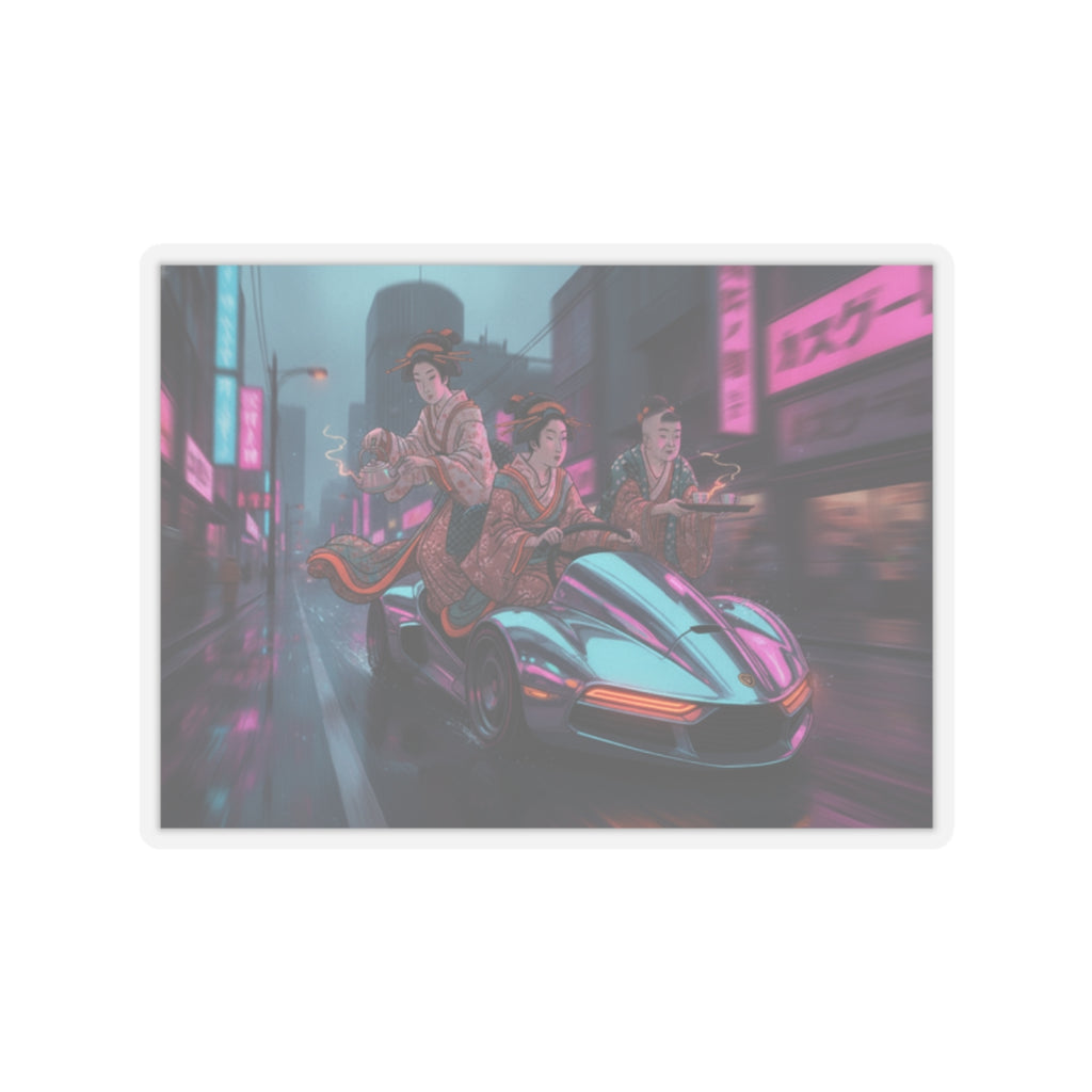 Fast Furious — Two Young Ladies Having Tea Attended By Elderly Servant — Kiss-Cut Sticker