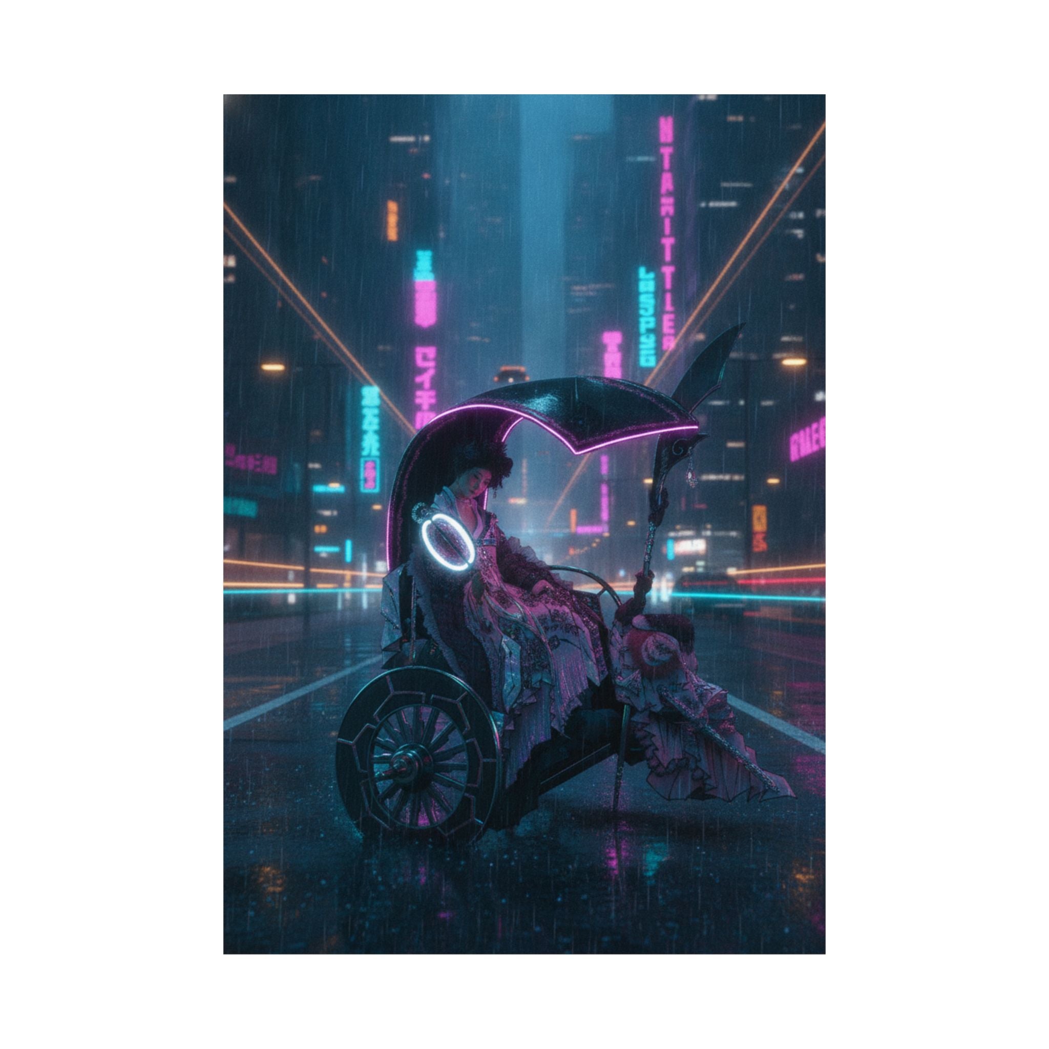 Neon Noir — Lady In A Chariot — Matte Poster