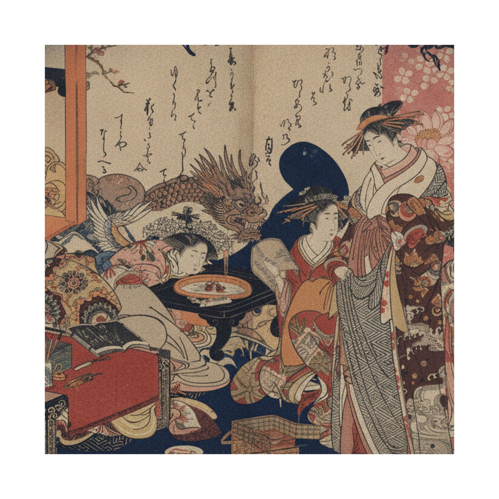 Japanese Street — A New Record Comparing The Handwriting Of The Courtesans Of The Yoshiwara (Yoshi — Matte Poster