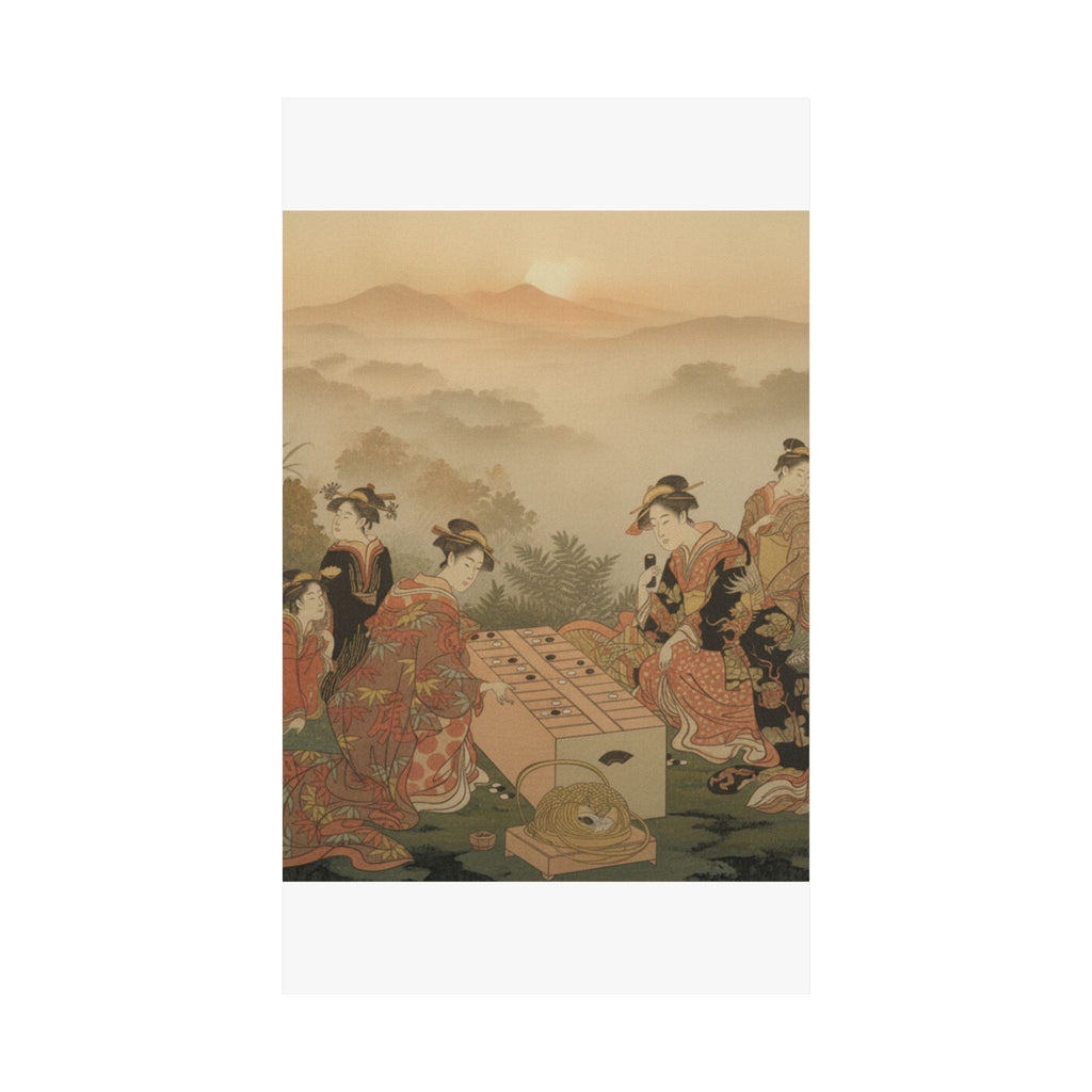 Scenic Nature — Two Young Women Playing A Game Of Sugoroku — Matte Poster