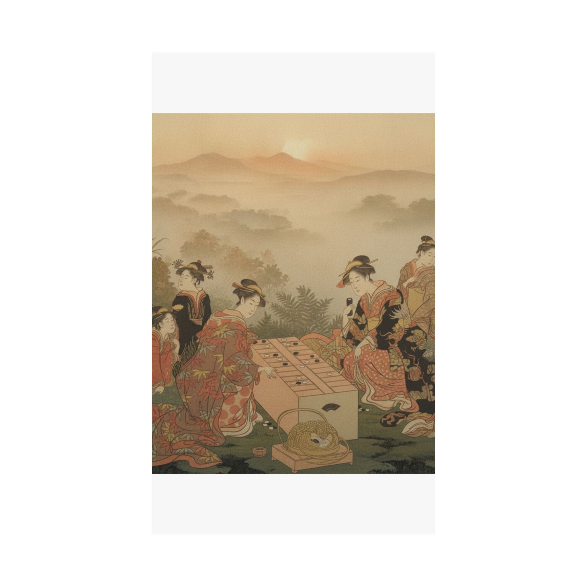 Scenic Nature — Two Young Women Playing A Game Of Sugoroku — Matte Poster