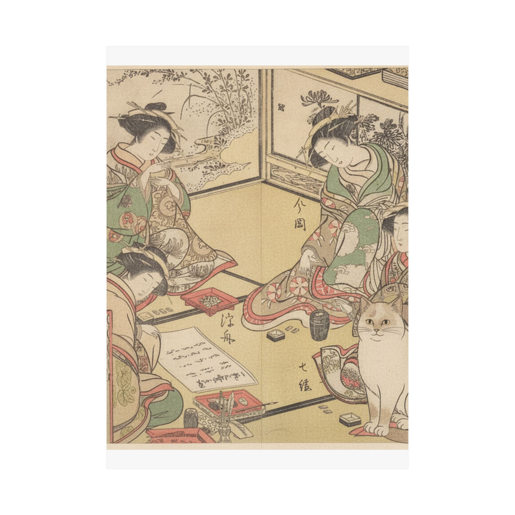 Botanical — Four Oiran Of The House Called Kadokana-Ya Playing The Game Of Ko-Awase (Incense — Matte Poster