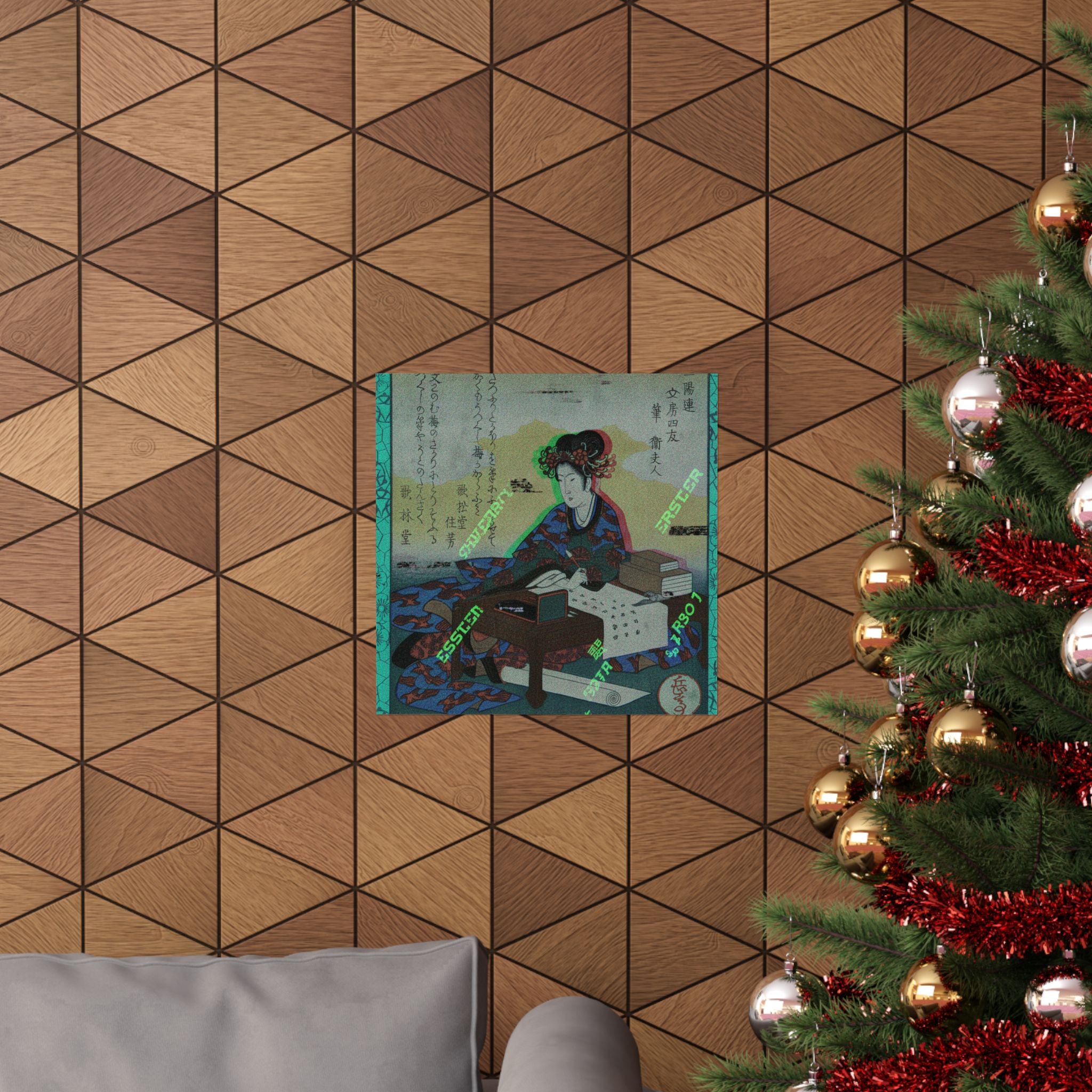 Glitch Culture — Chinese Lady Seated At A Table, Composing An Ode — Matte Poster