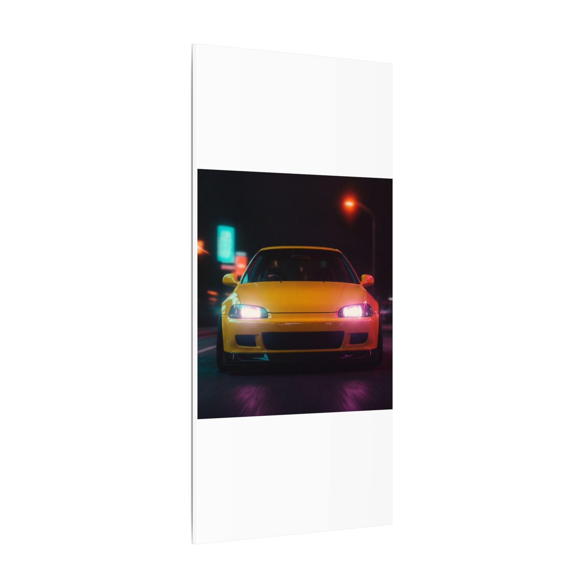 Neon Night JDM Yellow Coupe Street Matte Canvas