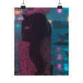 Neon Noir — Young Lady By The Shore — Matte Poster