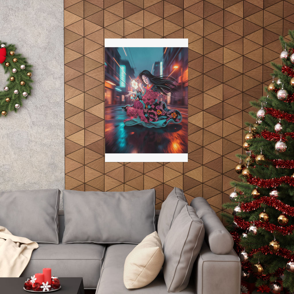 Fast Furious — Woman Playing The Tsuzumi — Matte Poster